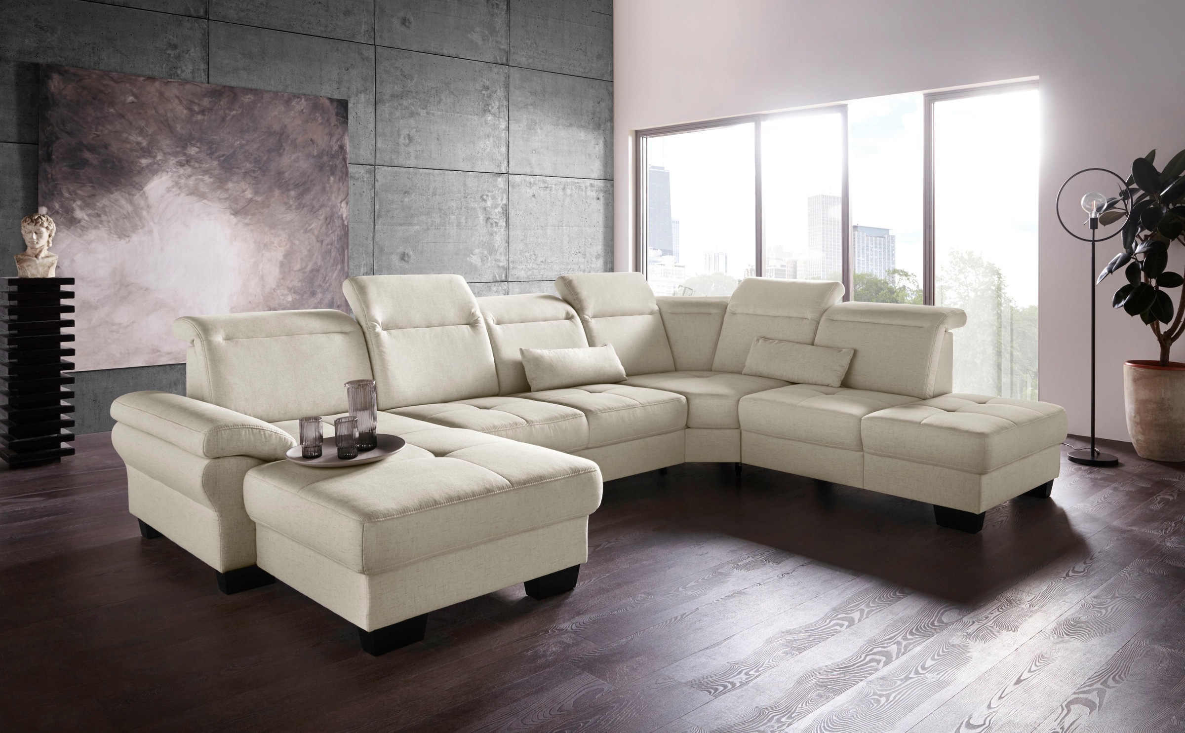 Home affaire Wohnlandschaft "Cornwall U-Form" inkl. Sitztiefenverstellung, günstig online kaufen