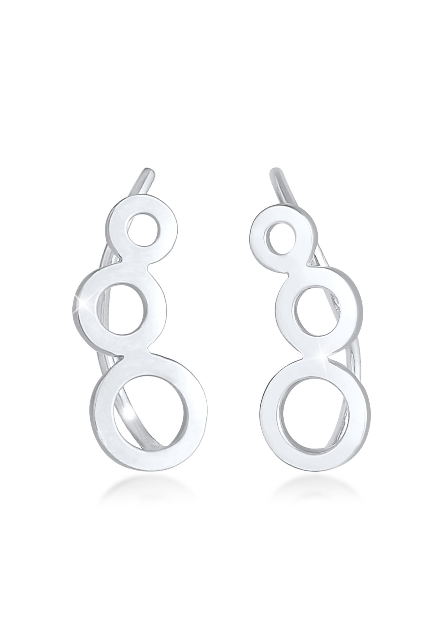 "Paar Ohrstecker ELLI ""Ohrringe Ear Climber Rund Kreis Look 925 Silber"" Gr. 7, silber, Ohrringe, Damen, 7, ohne Stein, Silber 925 (Sterlingsilber)"