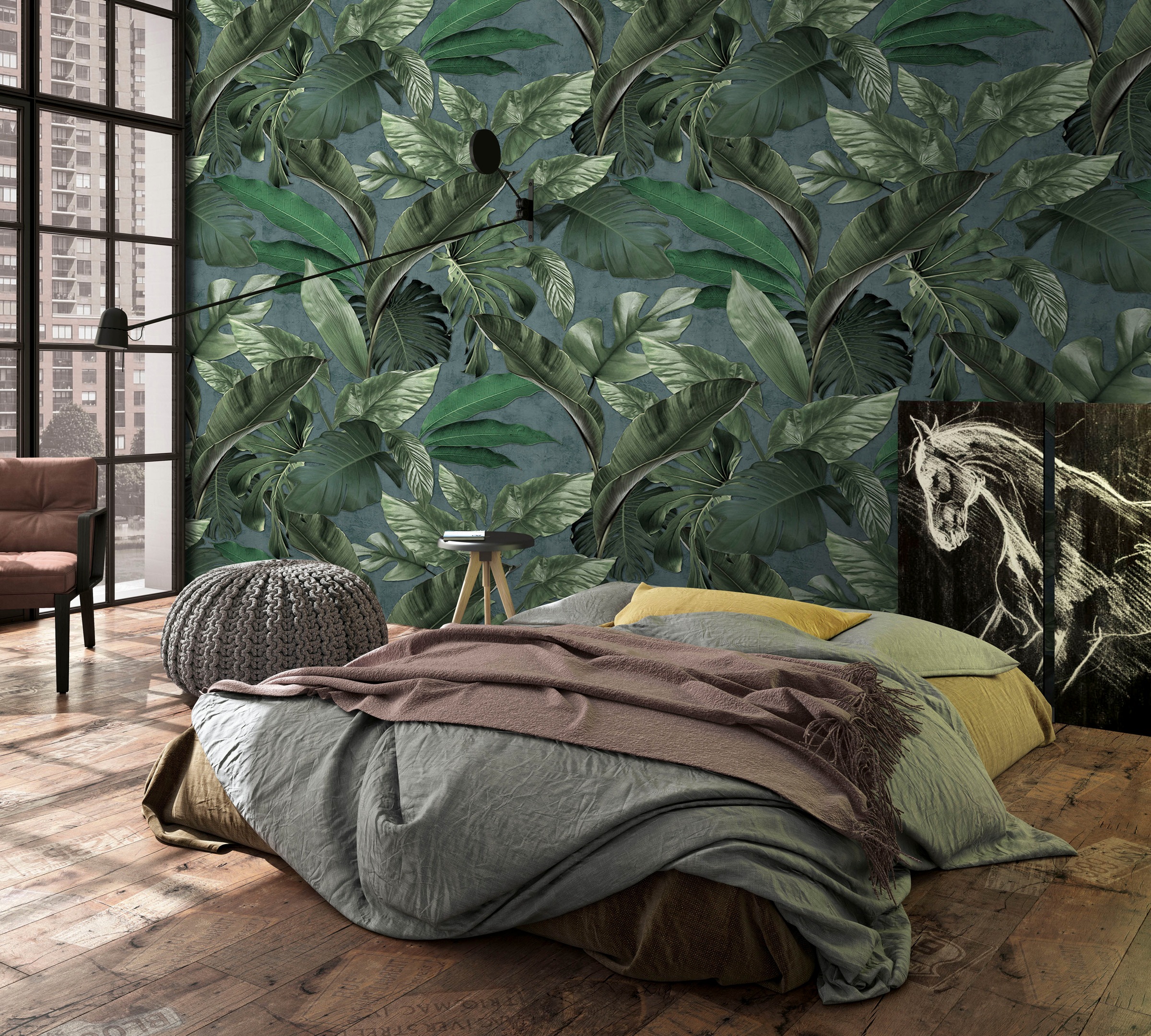 Marburg Fototapete "Leaves" Motiv botanisch texturiert moderne Tapete für Wohnzimmer Schlafzimmer Küche