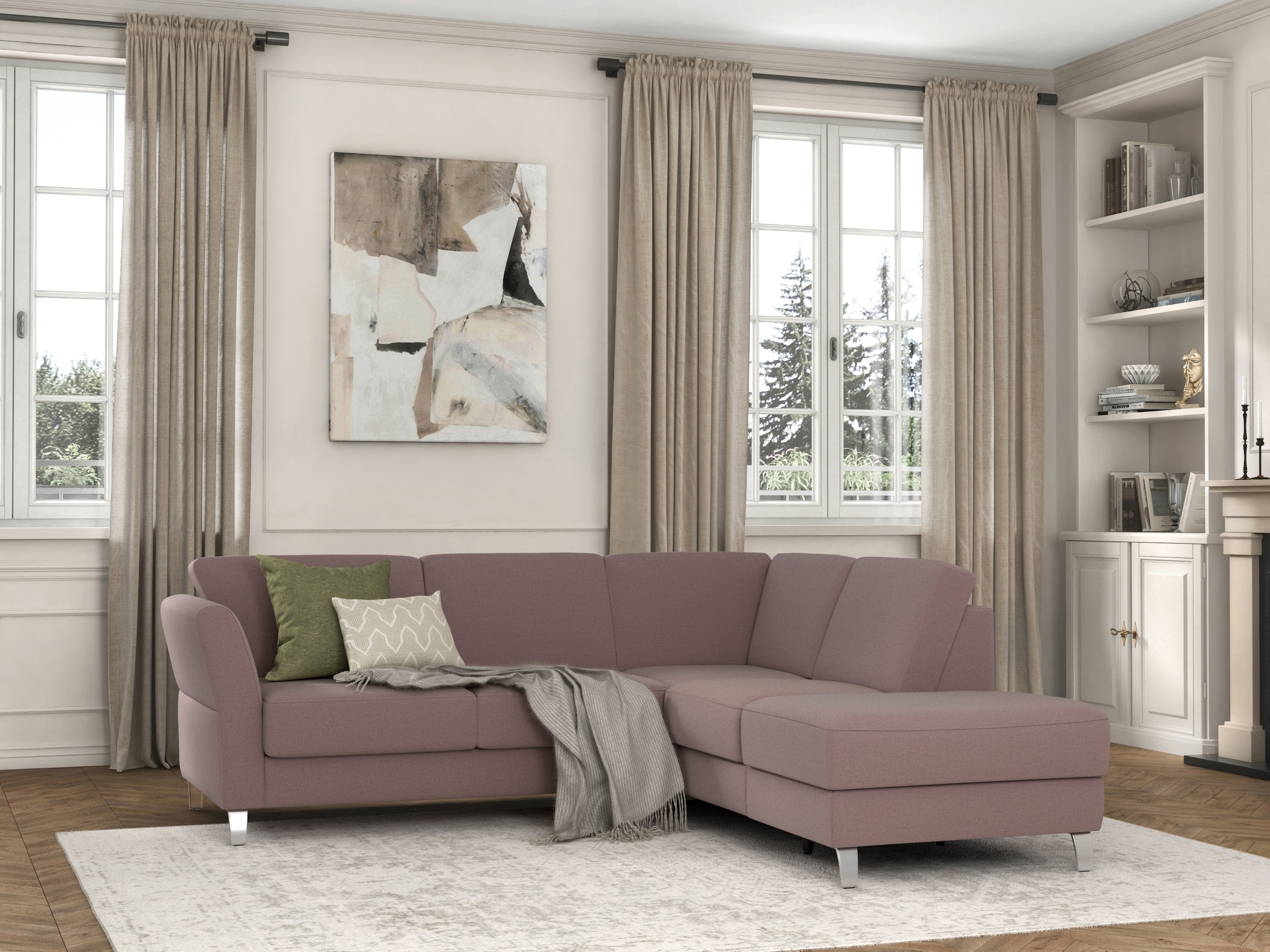 sit&more Ecksofa »Visby L-Form« Wahlweise mit Bettfunktion und Stauraum, frei im Raum stellbar