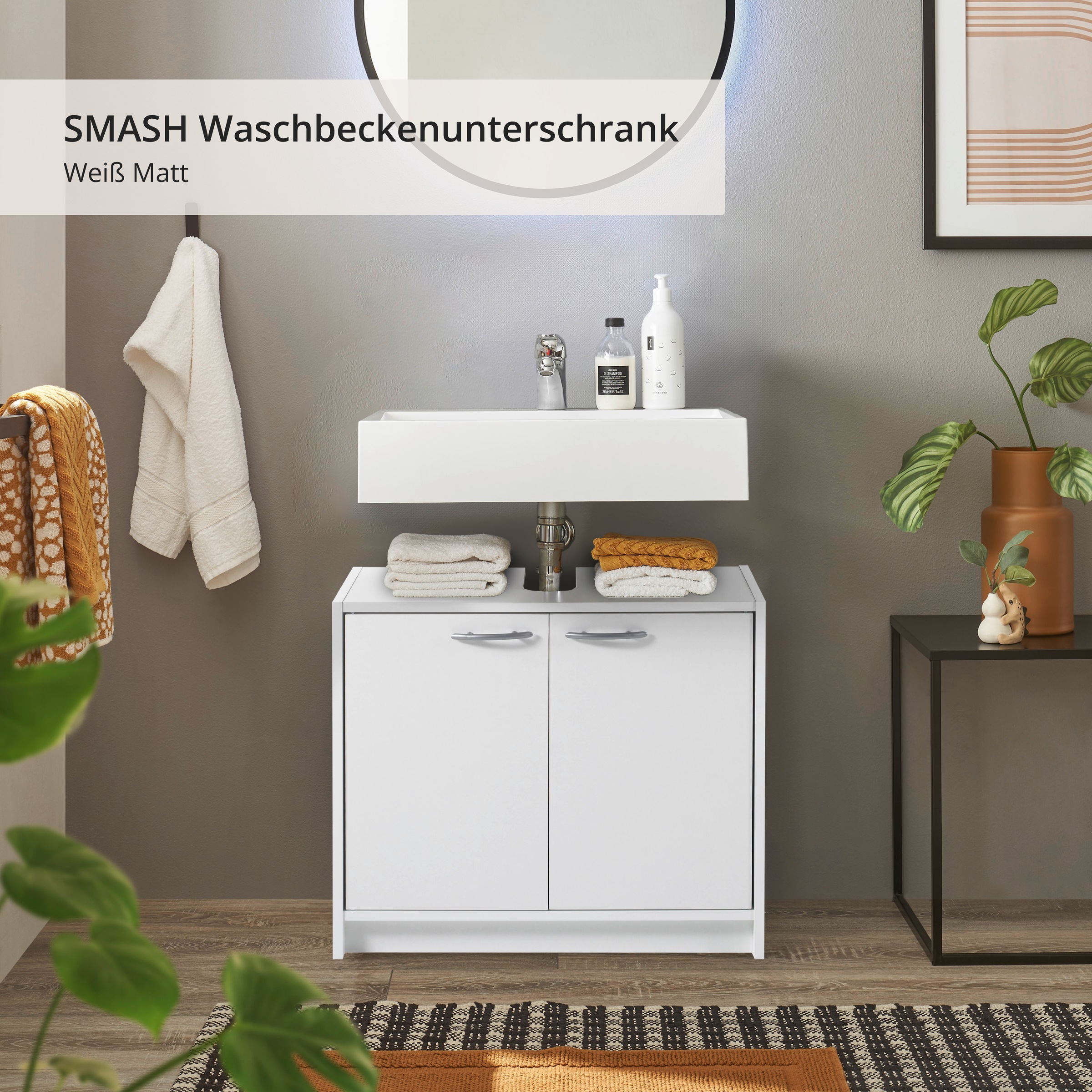 BASIC by Balculina Waschbeckenunterschrank "Smash, Breite 63 cm", (1 St.), günstig online kaufen