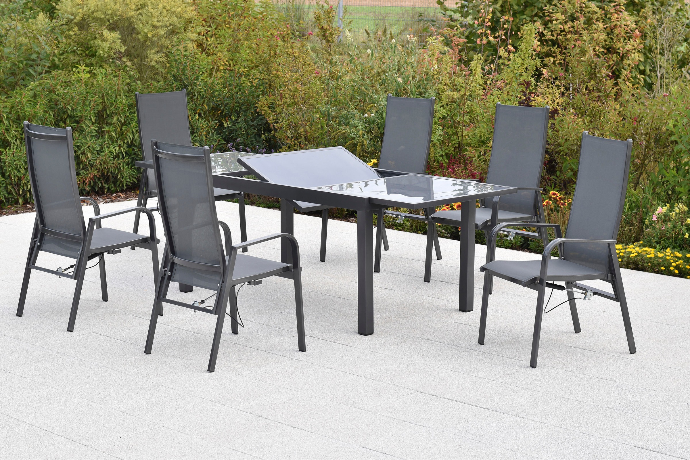 MERXX Garten-Essgruppe »»Alassio««, (Set, 7 tlg.), Rückenlehne verstellbar durch Gasdruckfeder