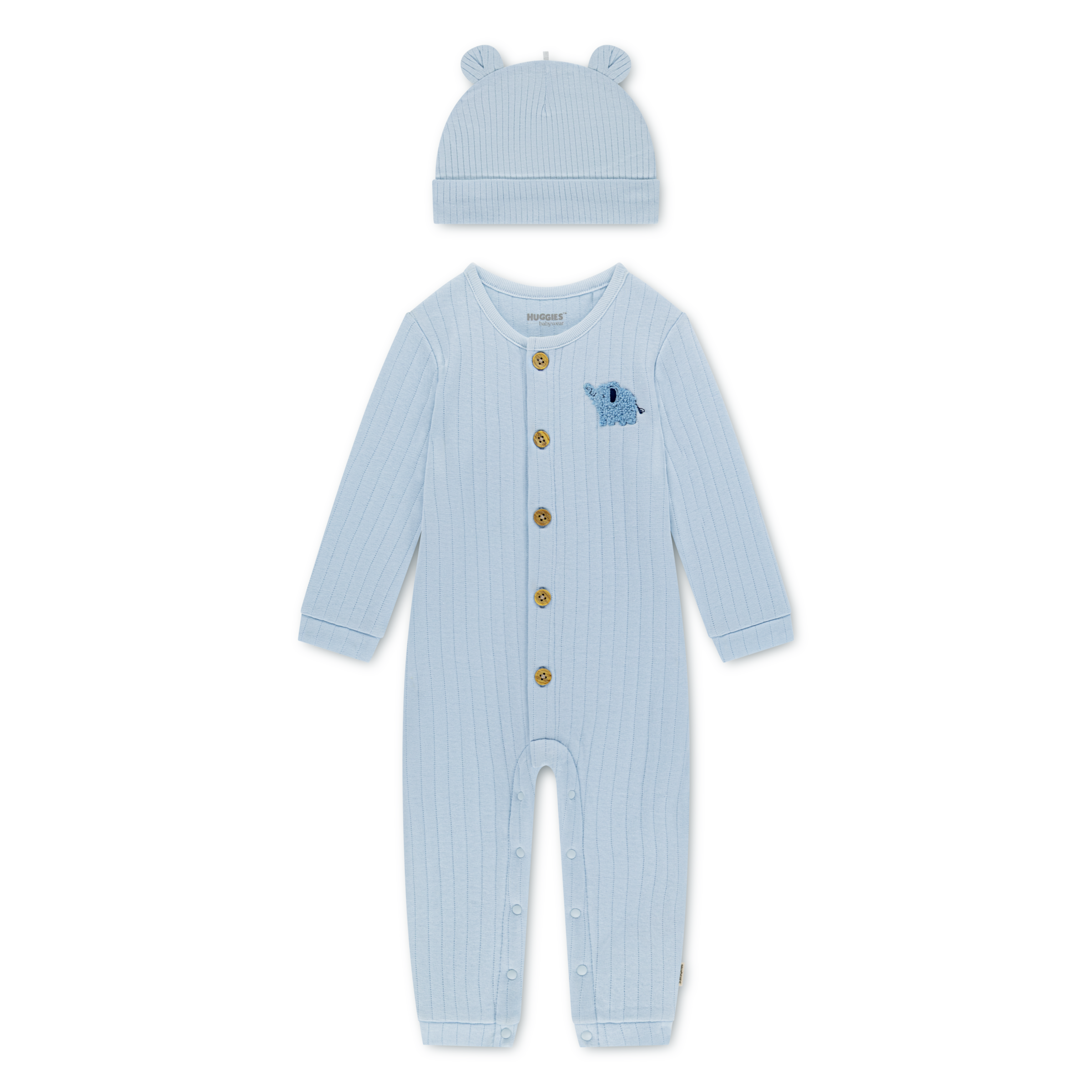 HUGGIES babywear Neugeborenen-Geschenkset "HUGB COVERALL ATTACHMENT" Set, 2 mit passendem Mützchen