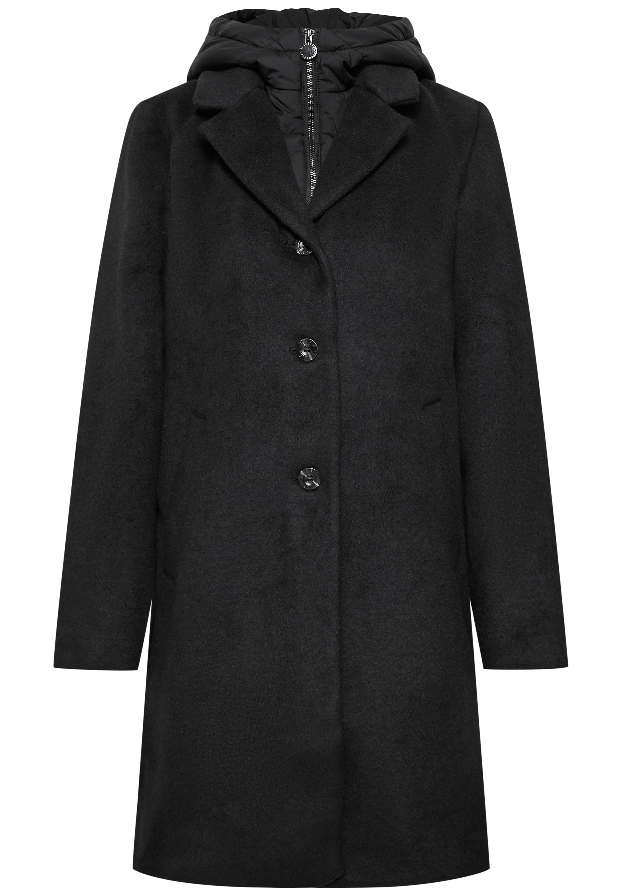 STREET ONE Wolljacke mit Kapuze Wollmantel / Reverskragen / mit Kapuze und Reißverschluss