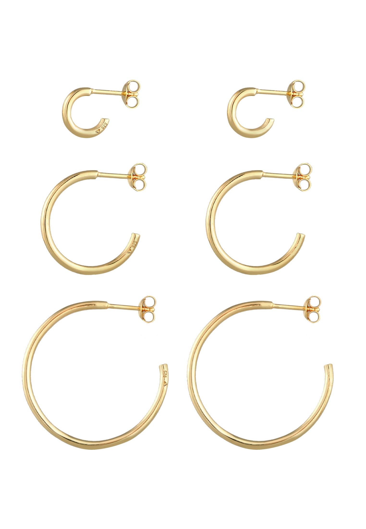 Elli Ohrring-Set »Creolen Stecker Set Basic (6 tlg.) 925 Silber«