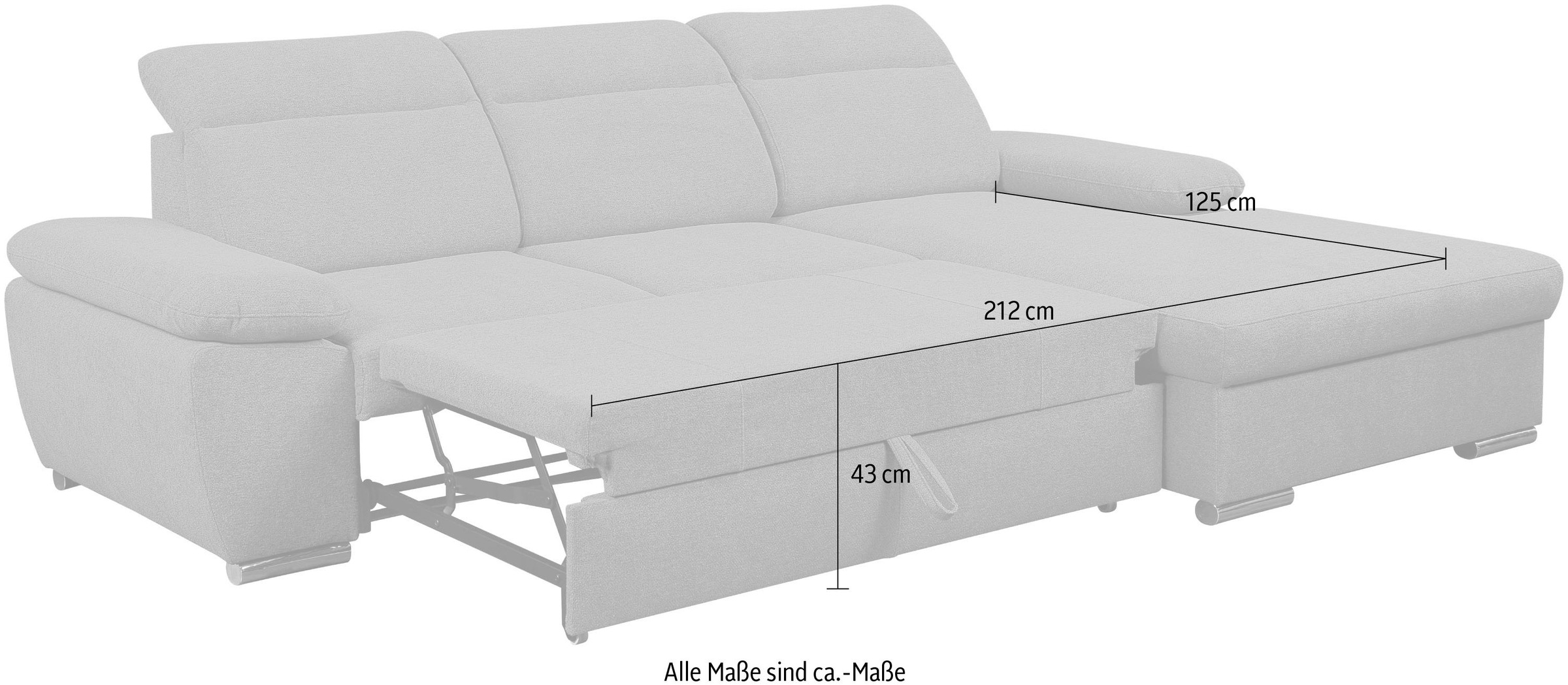WERK2 Ecksofa »Palma modernes Schlafsofa mit Bettkasten, L-Form, B/T 282/185 cm« Kopfteile verstellbar