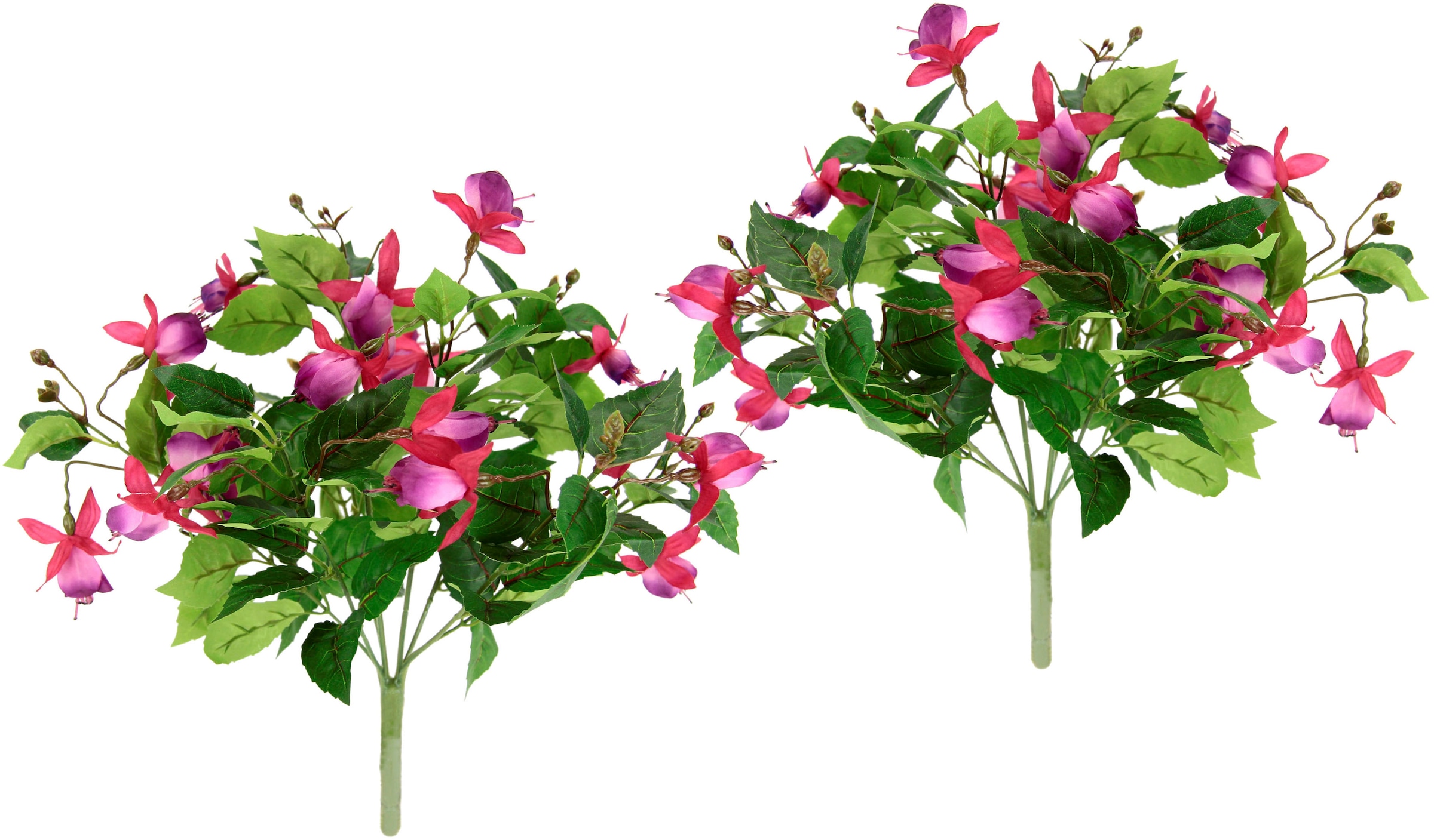 I.GE.A. Kunstblume »Fuchsienbusch«, 2er Set Zimmerpflanze Deko Doppelblütenblätter Topfpflanze Hybrid Hort