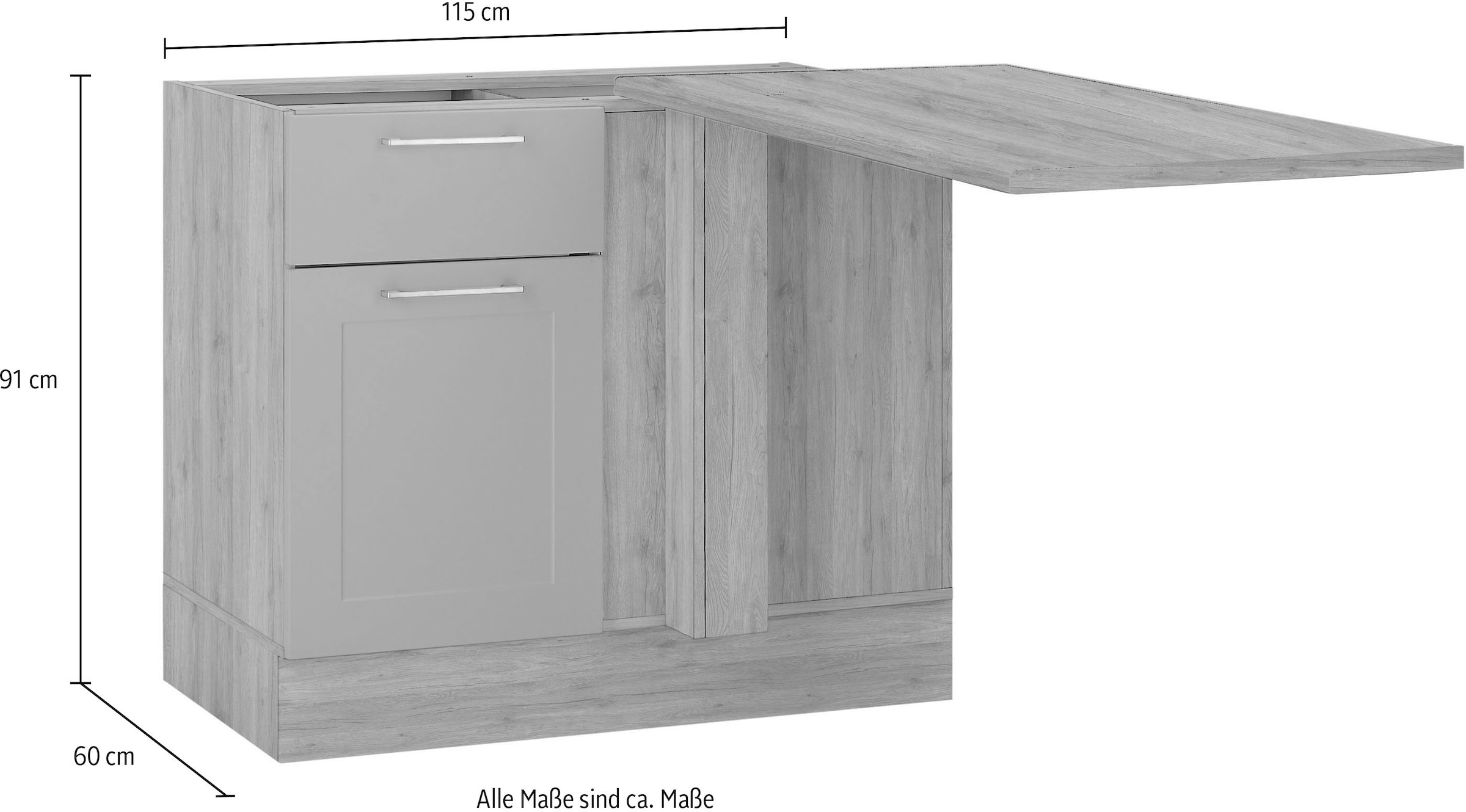 BASIC by Balculina Eckunterschrank »Marsi«, Breite 115 cm, Türanschlag wechselbar