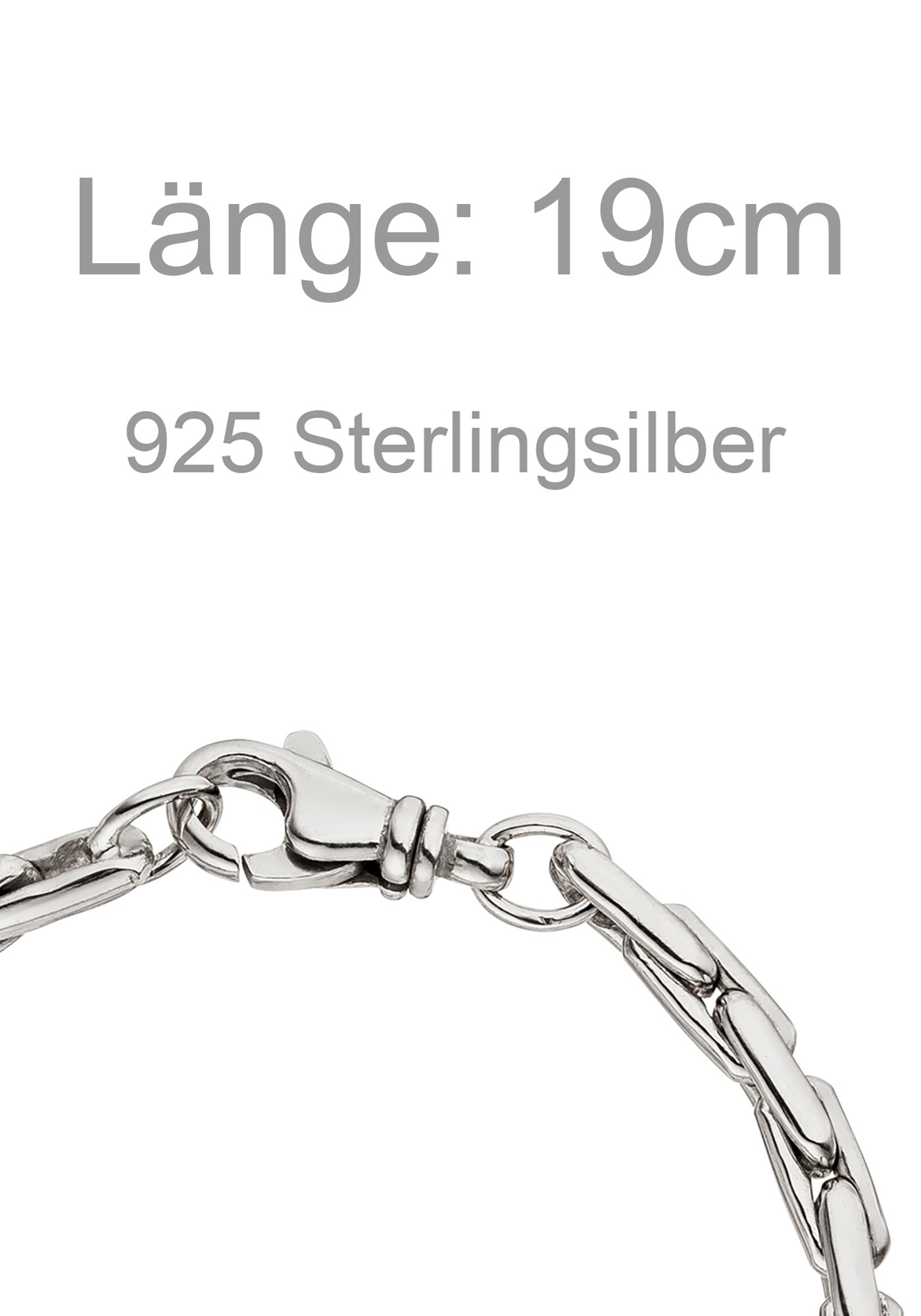 Silberarmband JOBO "Armband 4,6 mm", silber 925, Armbänder, Damen, 19cm, Silber 925 (Sterlingsilber), Silberarmband, 925 Silber rhodiniert 19 cm 2