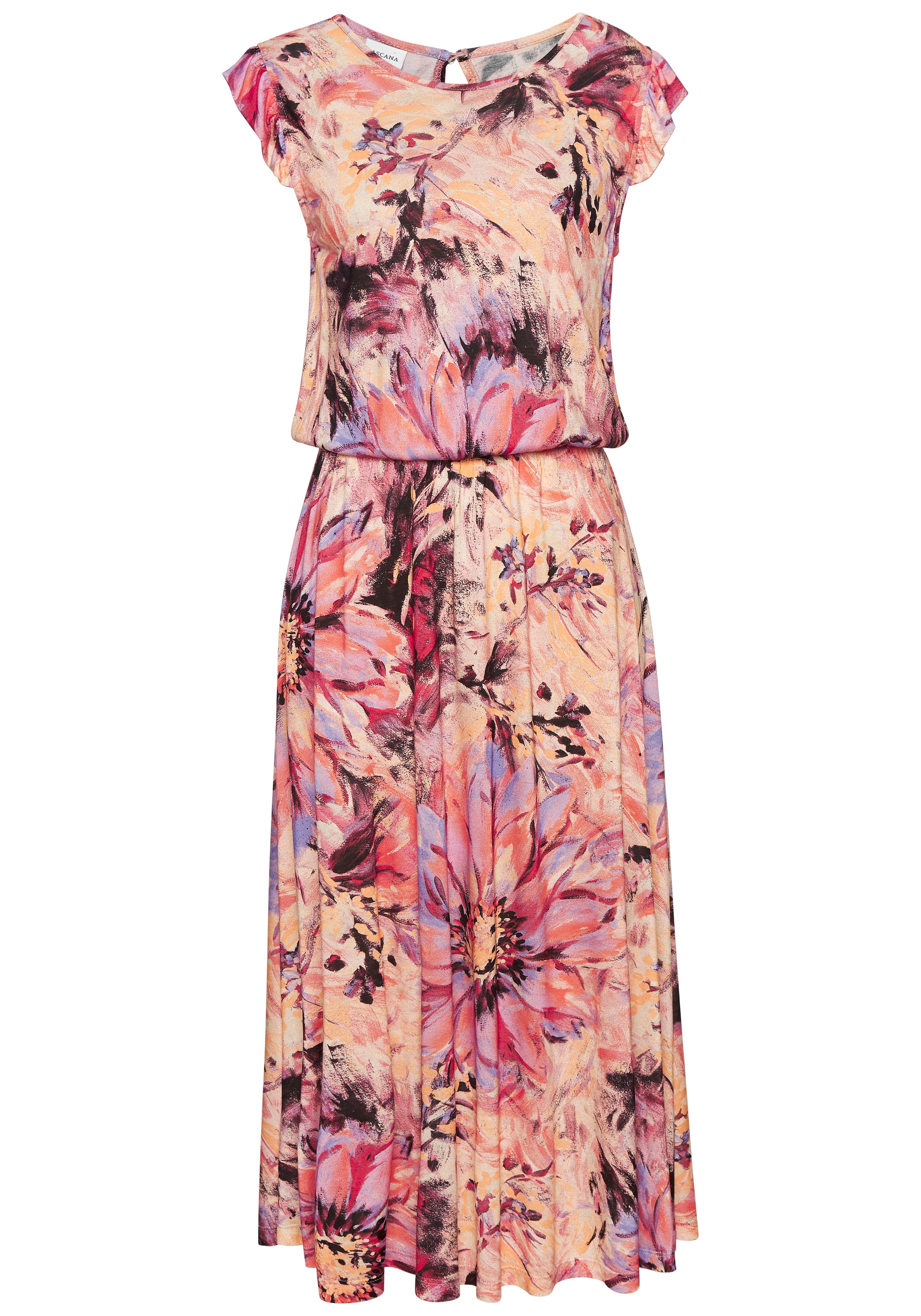 LASCANA Midikleid, mit Rüschenärmeln