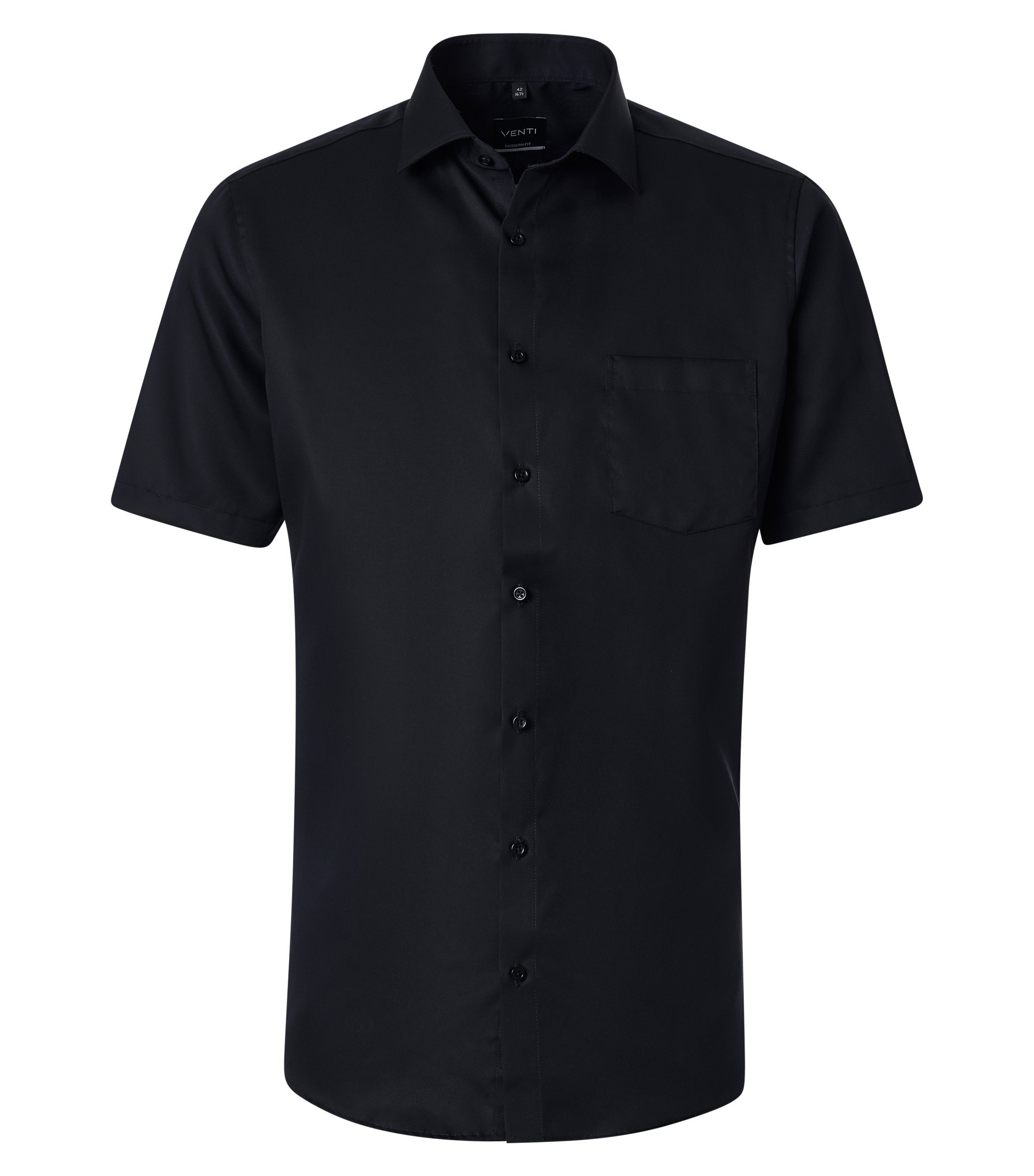 Businesshemd VENTI "VENTI Businesshemd Kurzarm uni", Herren, Gr. 48, Normalgrößen, schwarz, 100% Baumwolle, unifarben, comfort fit, Hemden