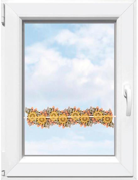 Stickereien Plauen Scheibengardine "Blüten" Stangendurchzug 1 Stk. tlg. günstig online kaufen