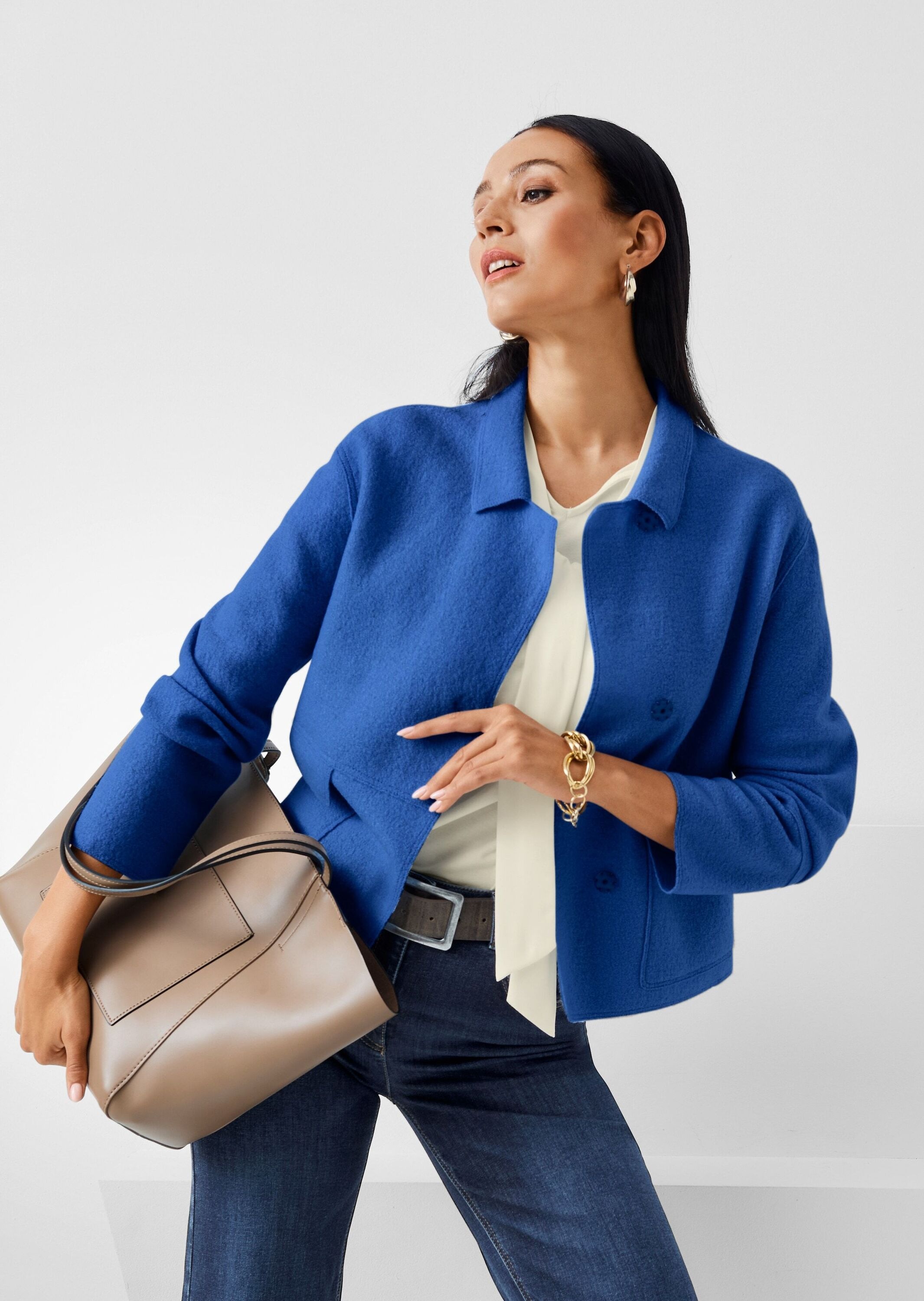 MADELEINE Women's Short Wool Blazer Royal Blue 40 3
