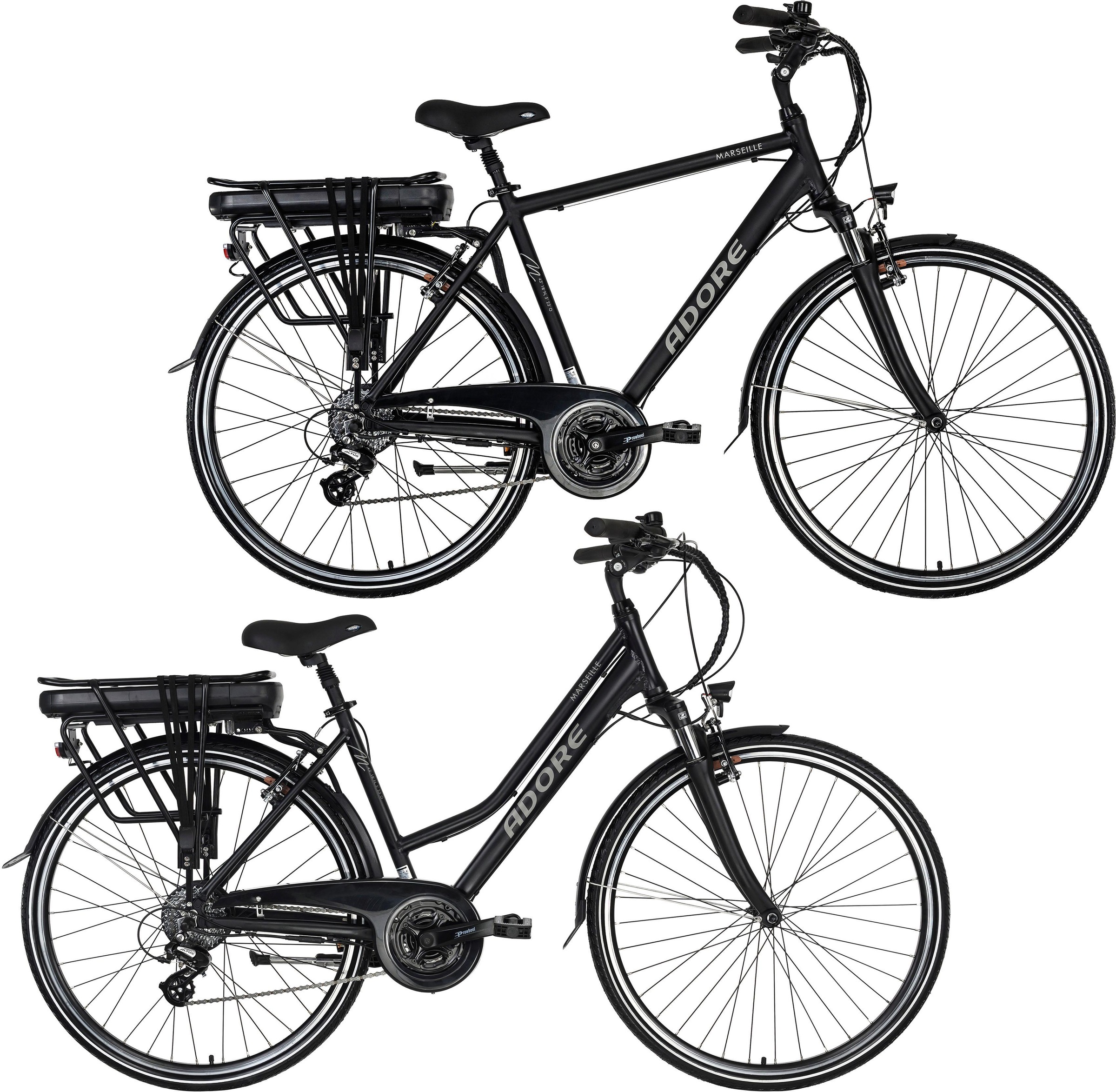 Adore E-Bike »Partnerset Marseille«, 24 Gang, Shimano, Altus, Heckmotor 250 W, (Spar-Set, 2 tlg.), Akku PHYLION Li-Ion 36V / 13Ah / 468Wh