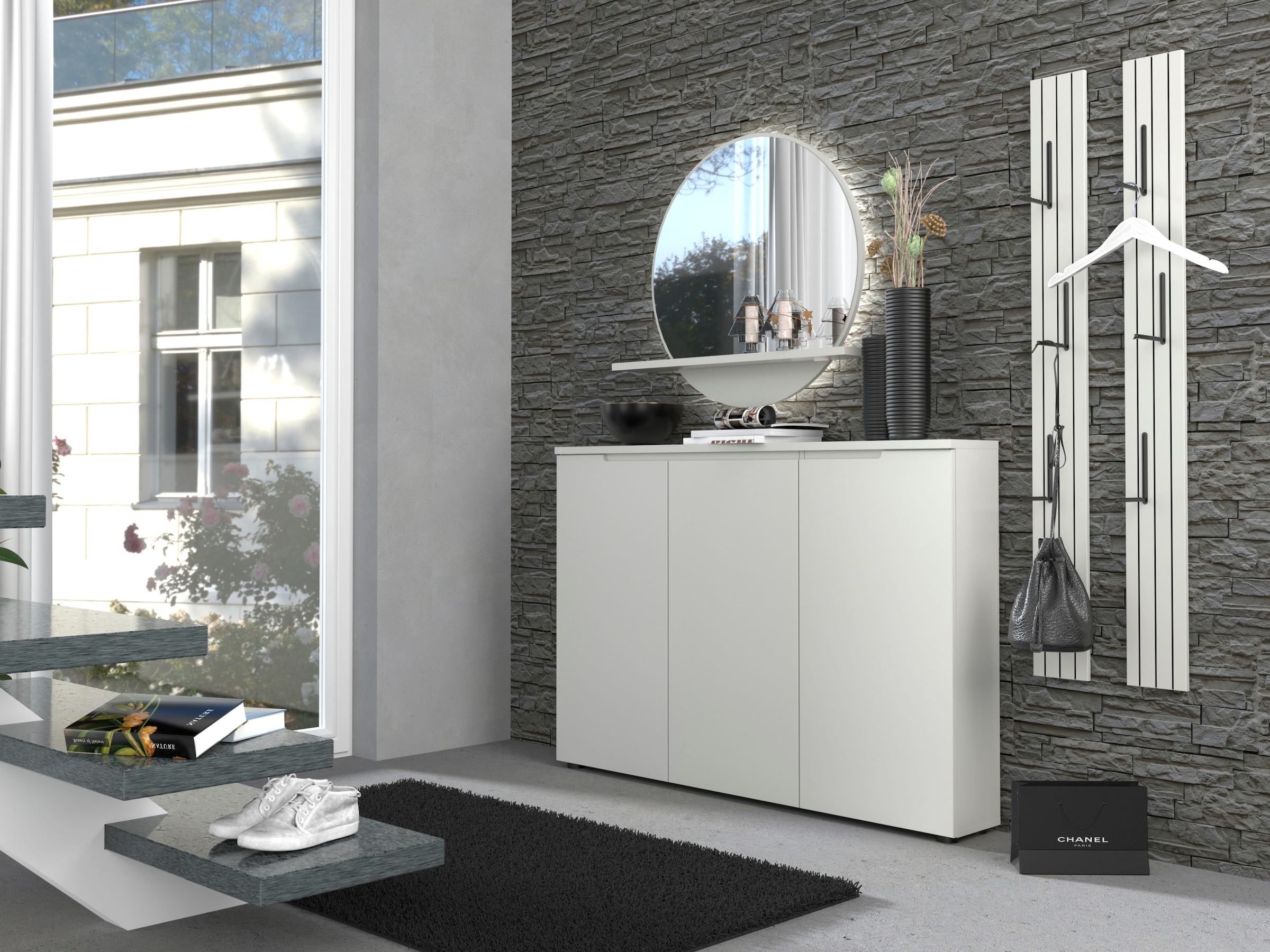 Innostyle Schuhschrank »Garderobenschrank BRESTA, BxHxT 145/100/22« 1 Stk. tlg. 3 türig, 10 Fächer, grifflos, Softclose