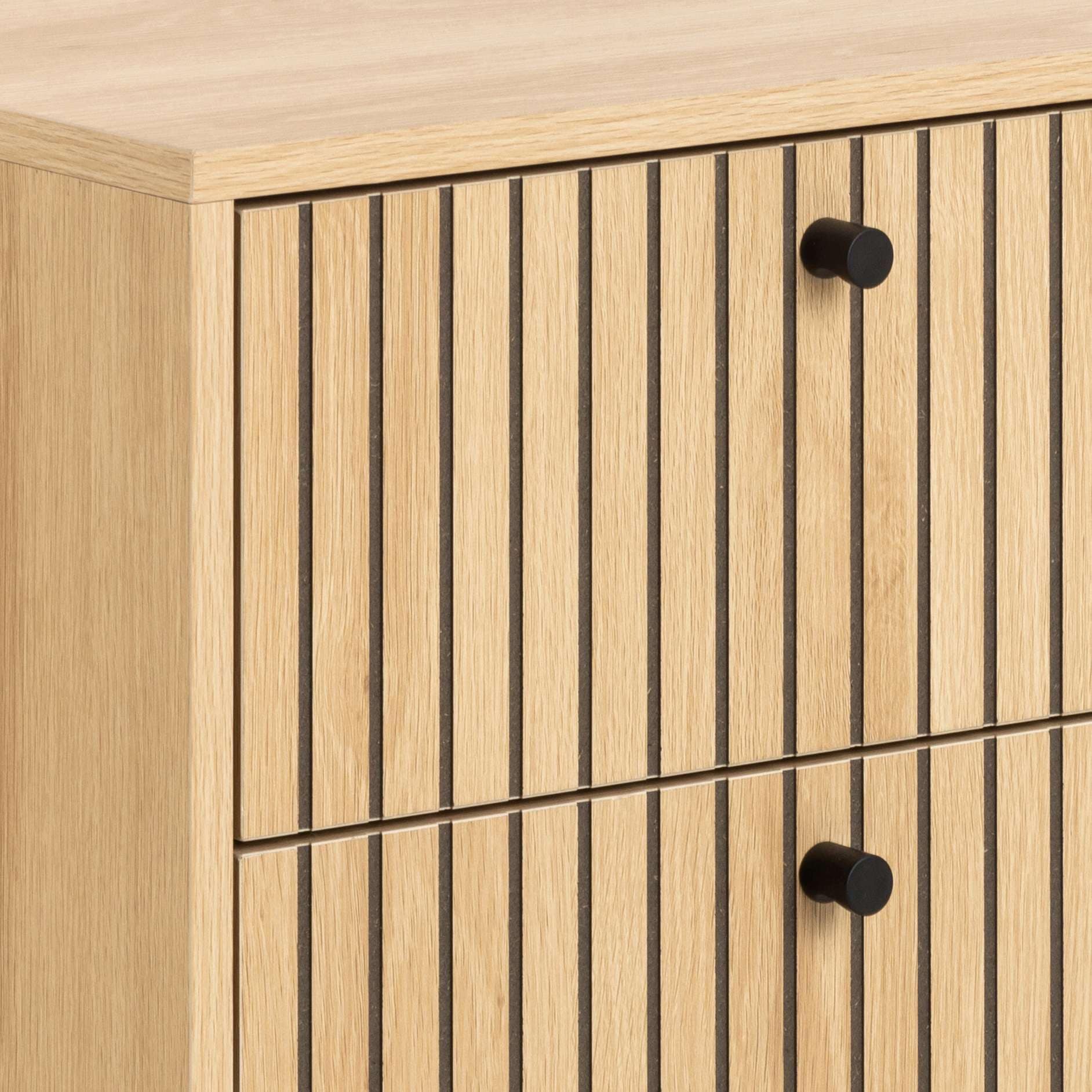 ACTONA GROUP Nachttisch »Albany«, Eiche-Optik, Lamellenfront, 2 Schubladen, B: 45,6 cm