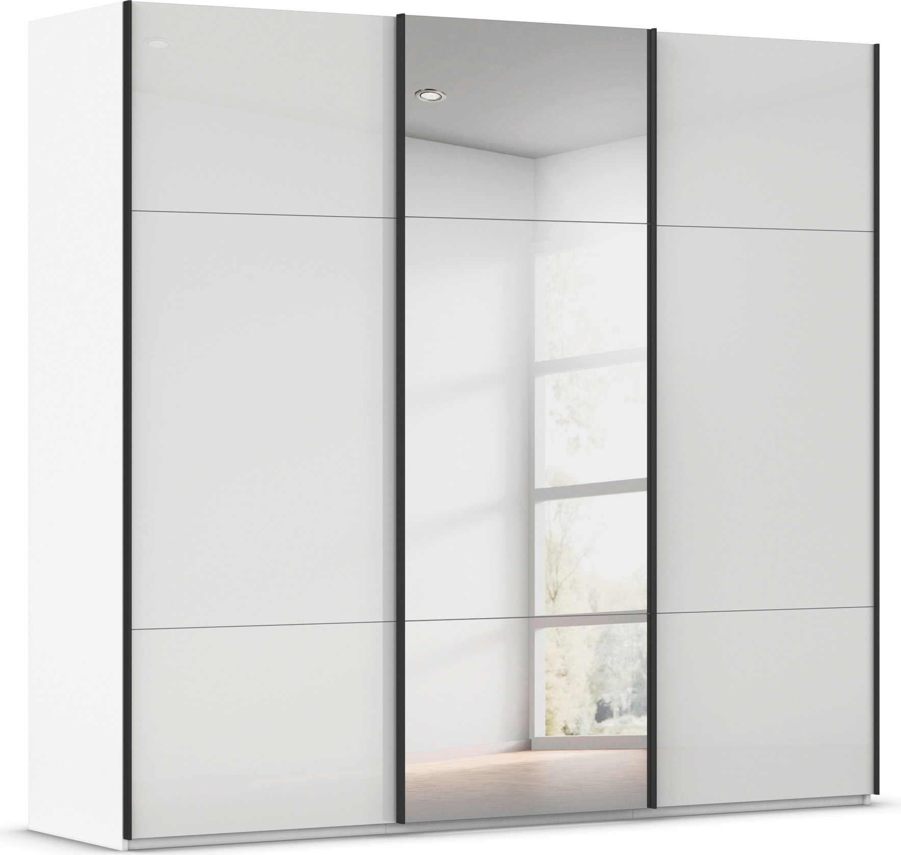 rauch Schwebetürenschrank "Kleiderschrank Schrank Garderobe Schlafzimmerschrank CONTIDO" 3 verschiedene Ausstattungen BASIC/CLASSIC/PREMIUM (inkl. SOFT-CLOSE), aus hochwertigem Material in 6 Breiten 2 Griff-Farben MADE IN GERMANY