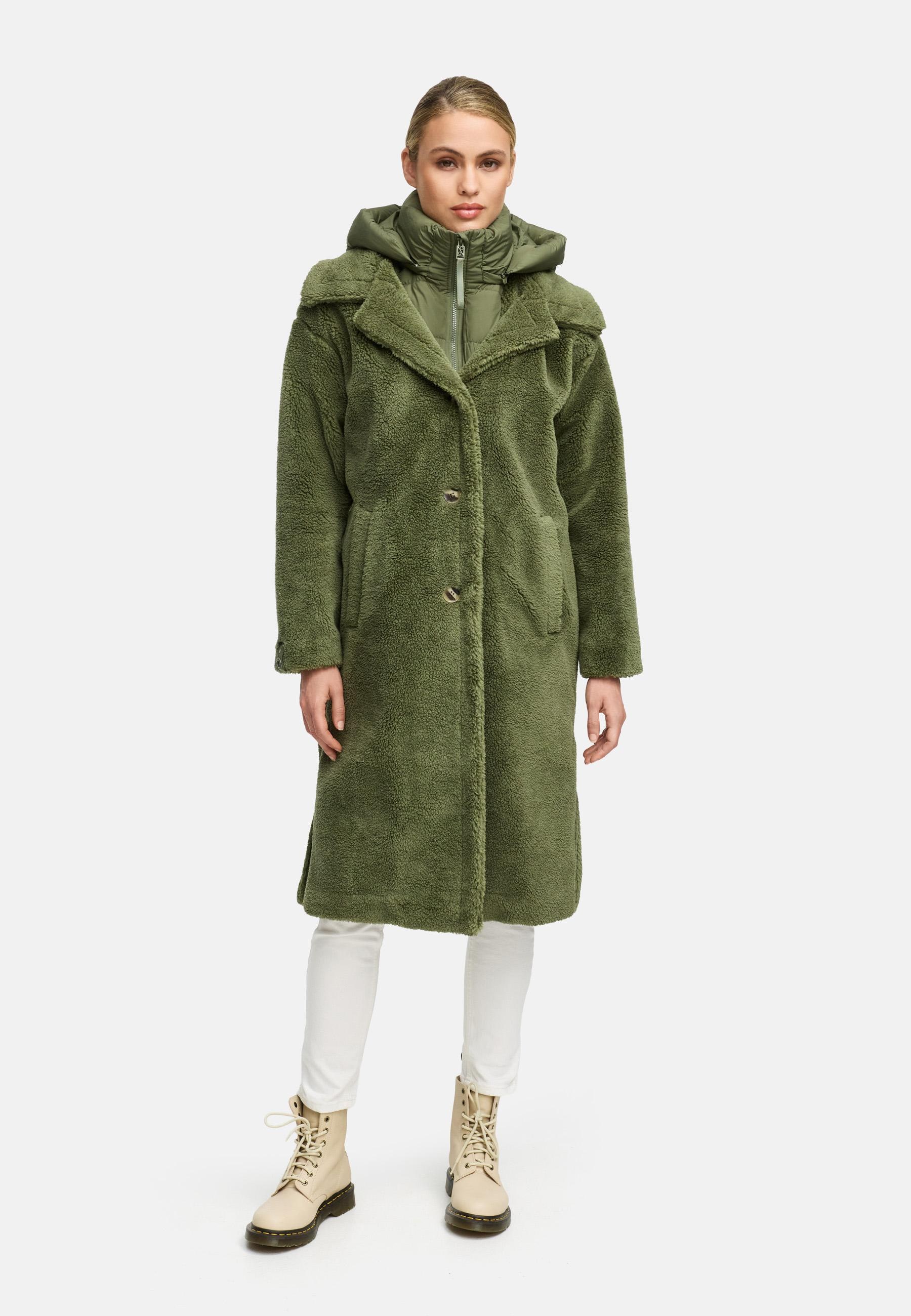 Navahoo Wintermantel »Teddyzauber 14«, Plüschmantel aus Teddyfleece mit abnehbmarem Krageneinsatz