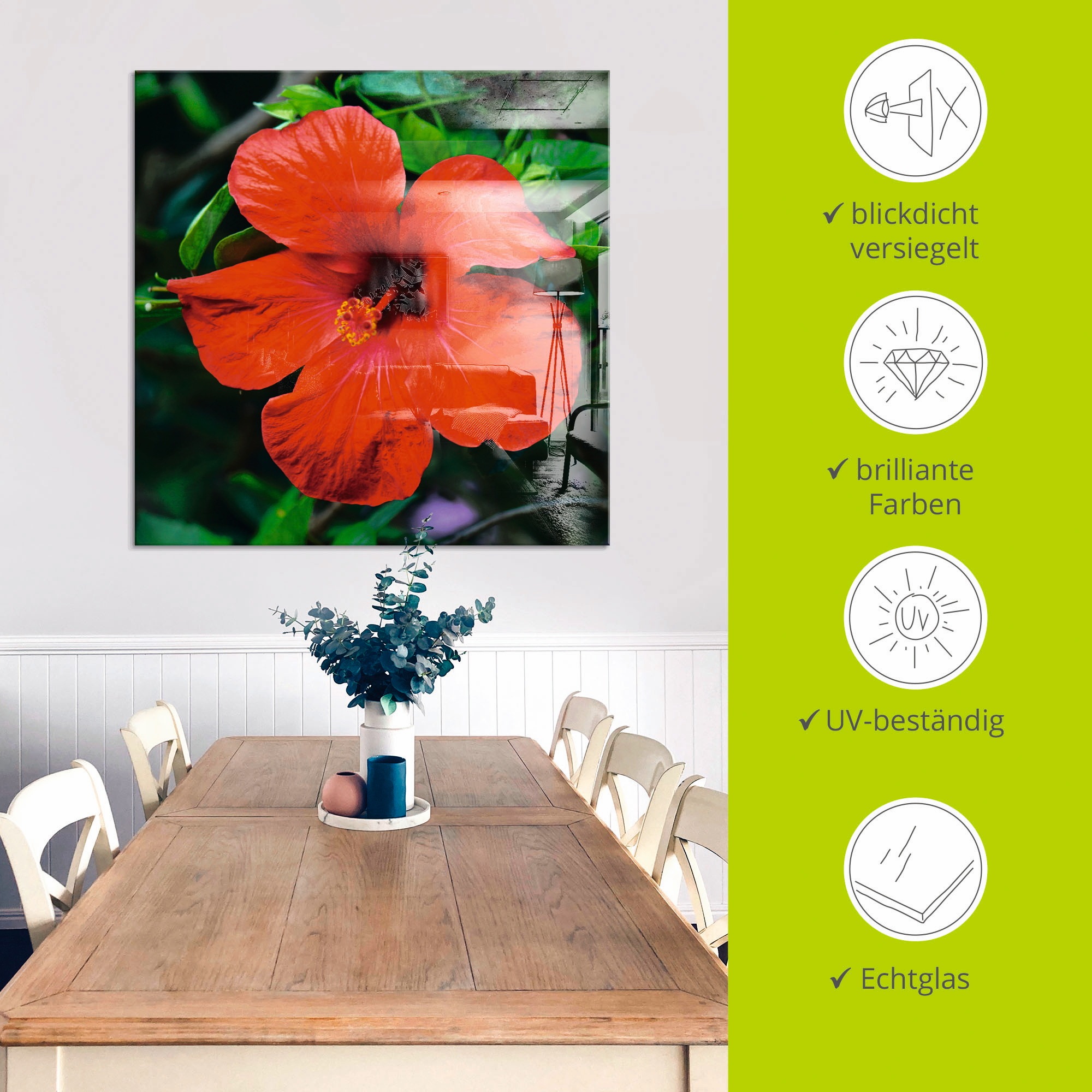 Artland Glasbild »Hawaiiblume«, Blumen, (1 St.), in verschiedenen Größen