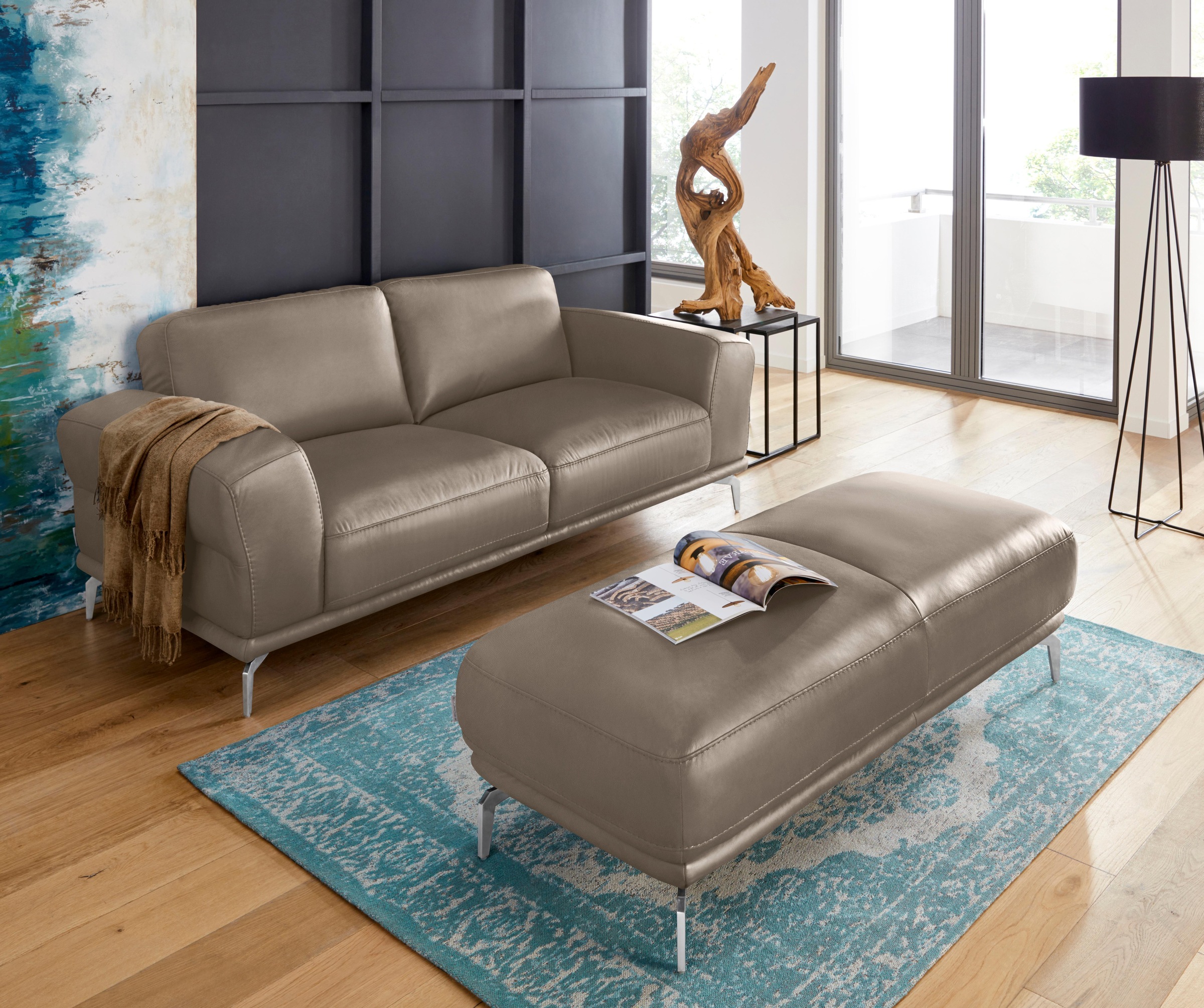 W.SCHILLIG Hocker »montanaa«, mit Metallfüßen in Chrom glänzend, Breite 141 cm