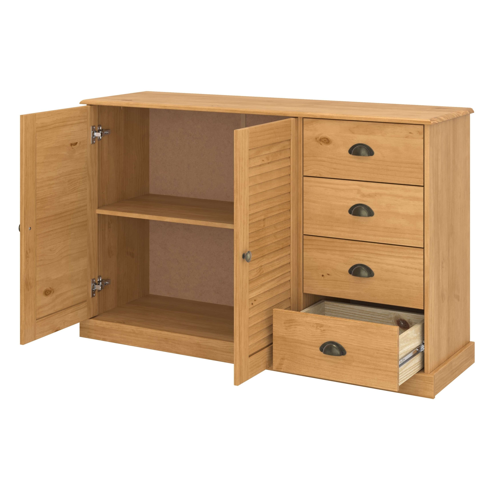 OTTO home Sideboard »Turia, mit Lamellentüren« Kommode aus massivem Kiefernholz, FSC®, 4 Schubkasten, Breite 125 cm