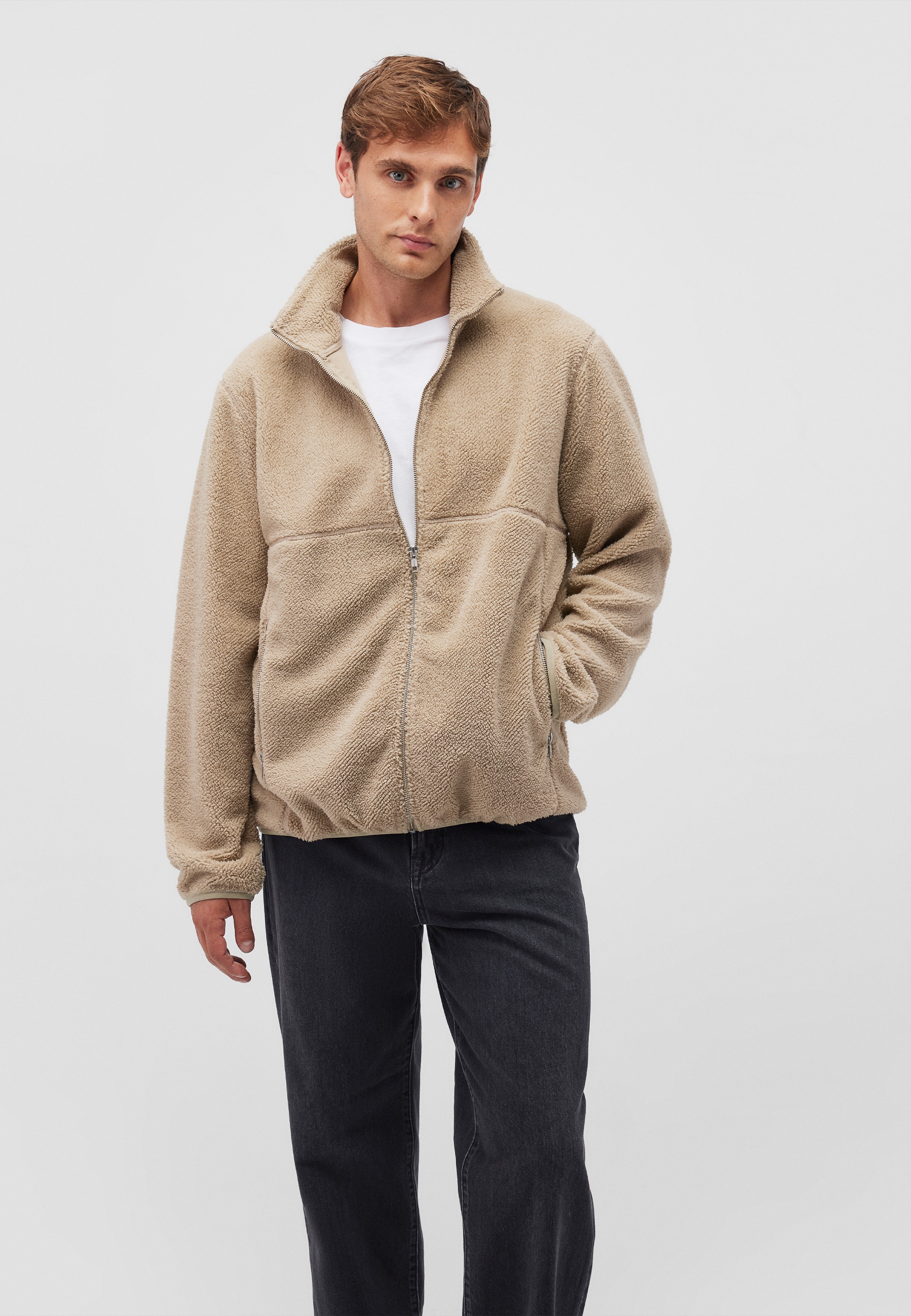 Longpullover »FULL ZIP SWEATSHIRT«, Jacke mit Teddystoff