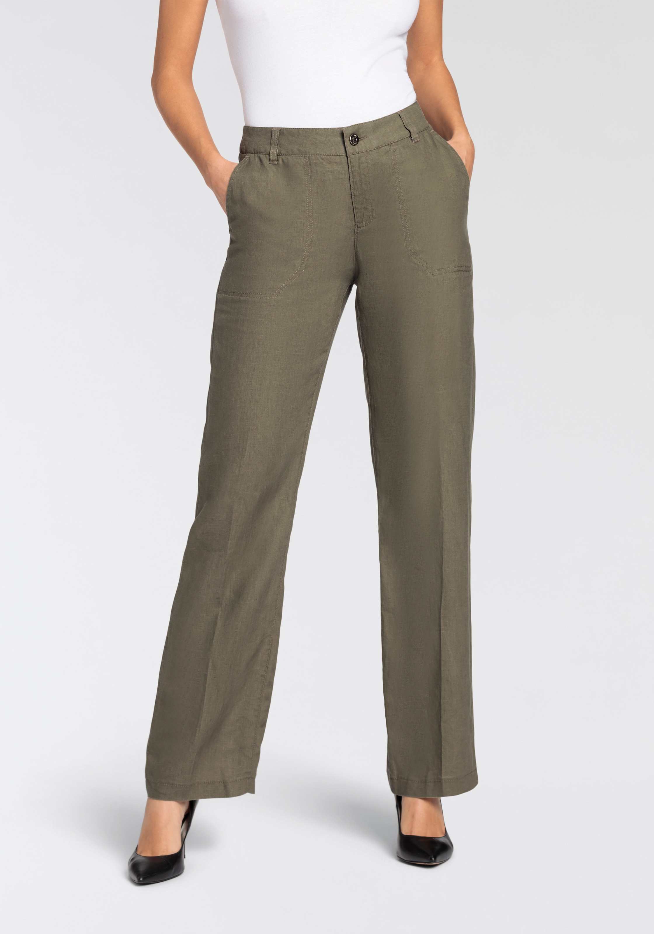 MAC Leinenhose "NORA", Sommerhose in verkürzter Länge, temperaturausgleiche günstig online kaufen
