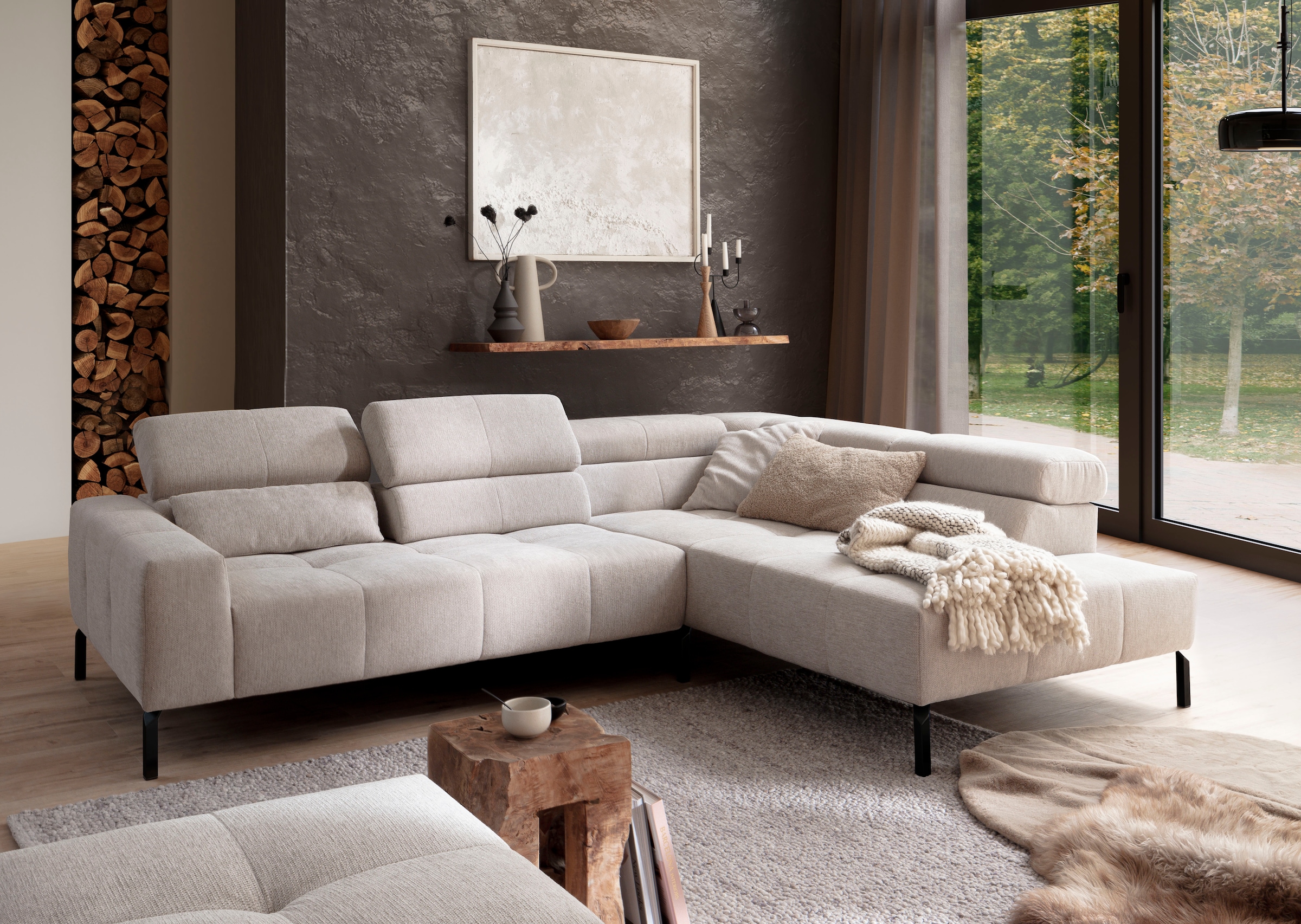 Home affaire Ecksofa "Claya Move, L-Form, Kopf- & Rückenverstellung, Breite günstig online kaufen