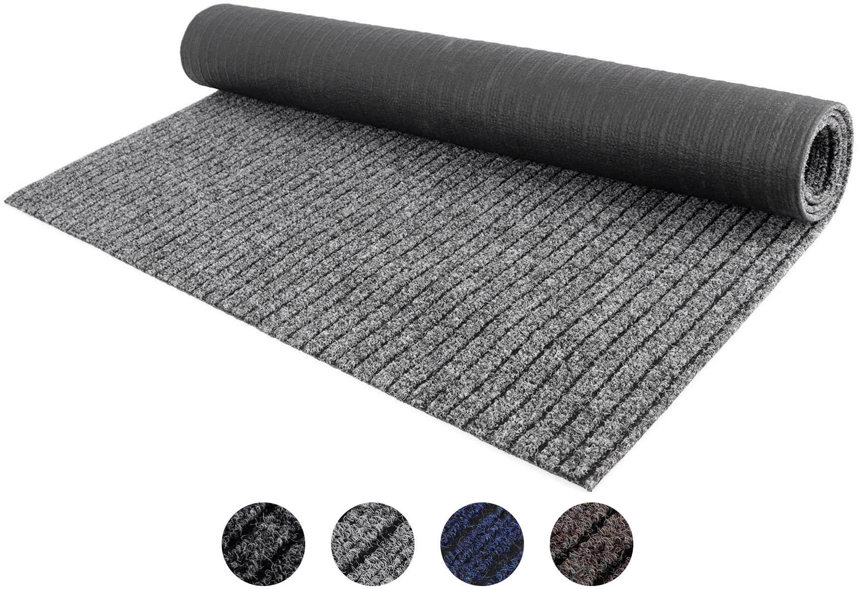 Läufer, B:100cm H:7mm L:600cm, grau, PRIMAFLOR-IDEEN IN TEXTIL, Polypropylen (PP), Flur, Teppiche, "Schmutzfangläufer ATLAS, Made in Belgium",