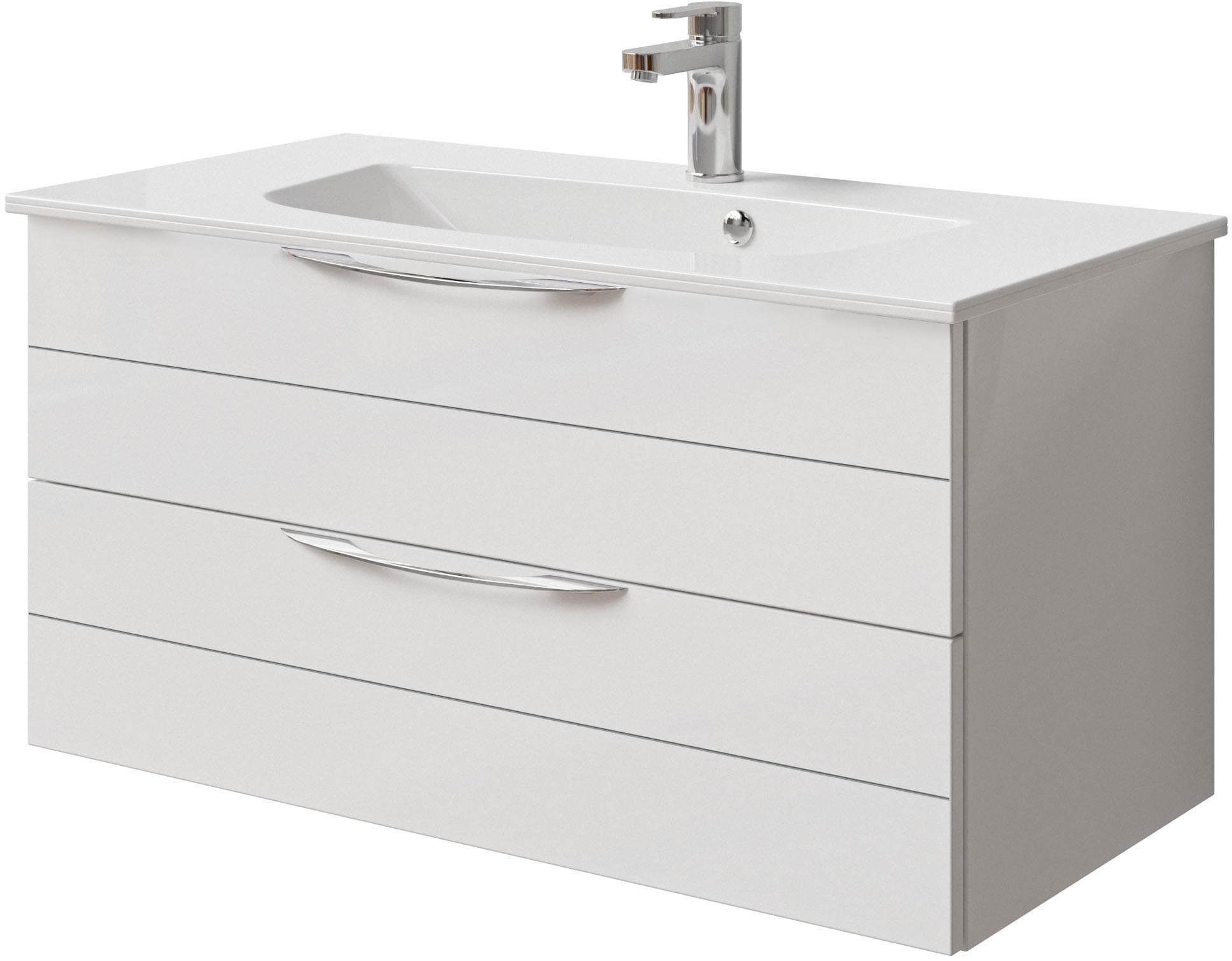 Saphir Waschtisch "Serie 6025 Mineralmarmor-Waschtisch mit Unterschrank, 97 cm breit", Waschplatz mit 2 Schubladen, häng