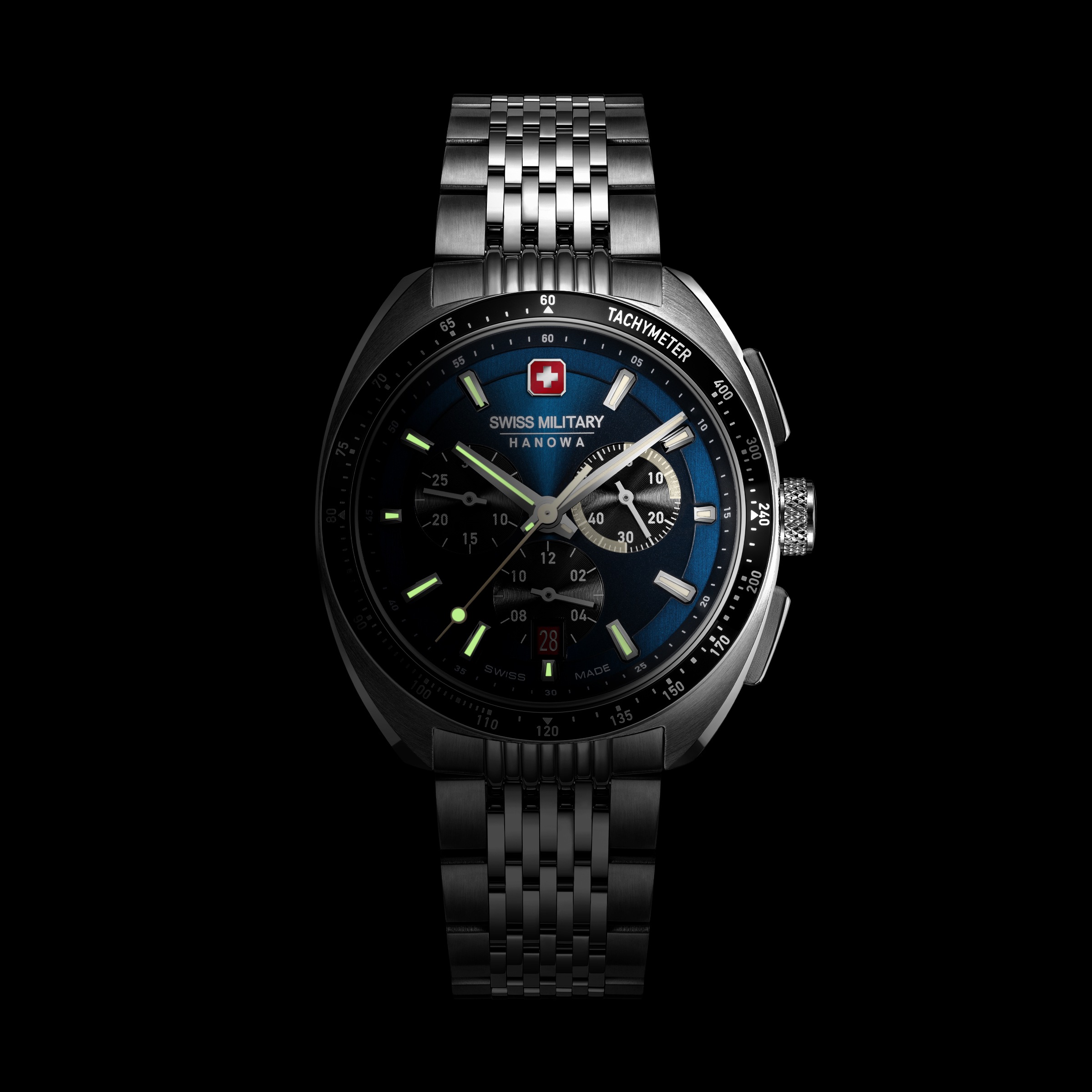 Swiss Military Hanowa Chronograph »Defender« Quarzuhr, Armbanduhr, Herrenuhr, Swiss Made, Edelstahlarmband, analog