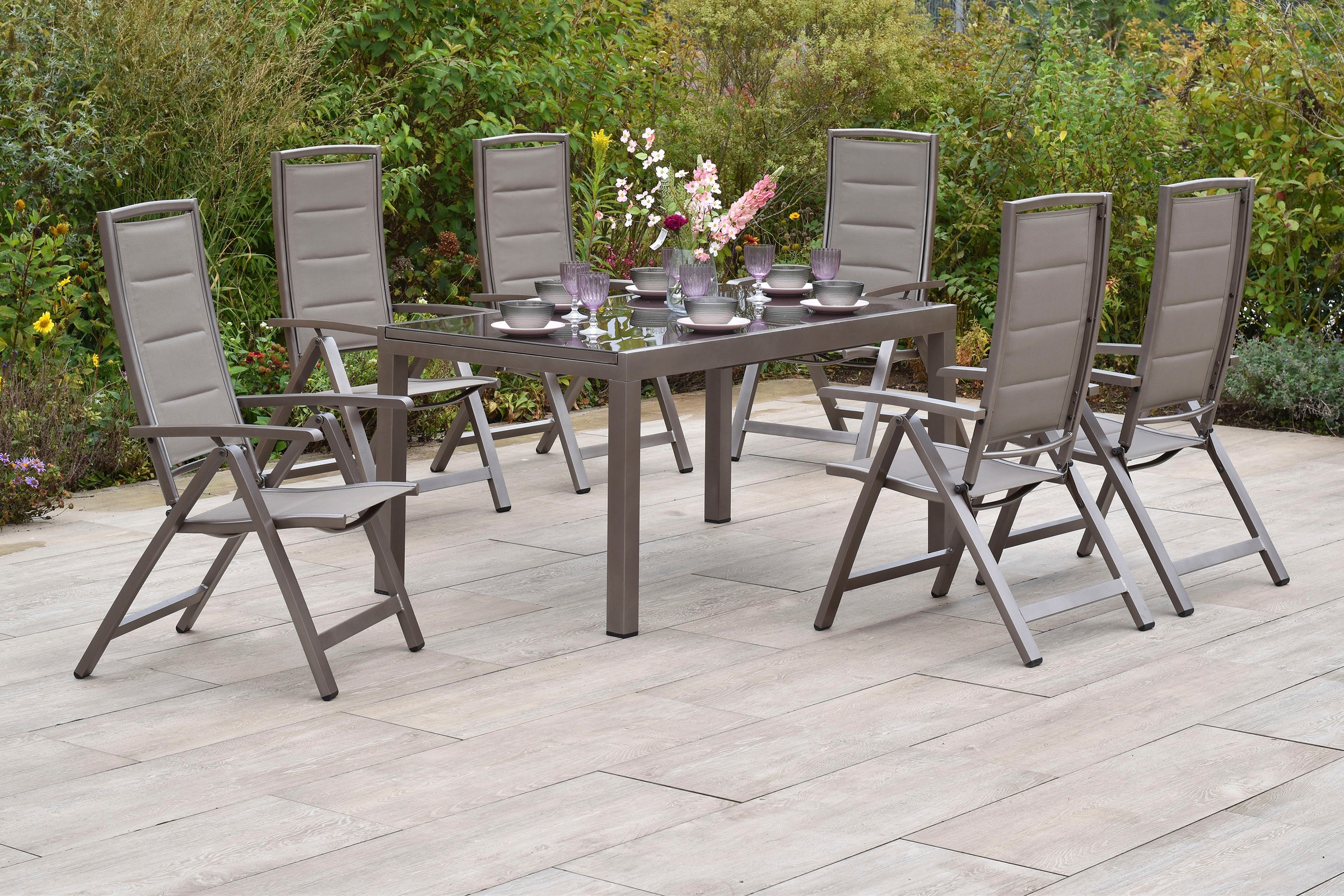 MERXX Garten-Essgruppe »»Tinetto««, (Set, 7 tlg.), Rückenlehne 5-fach verstellbar