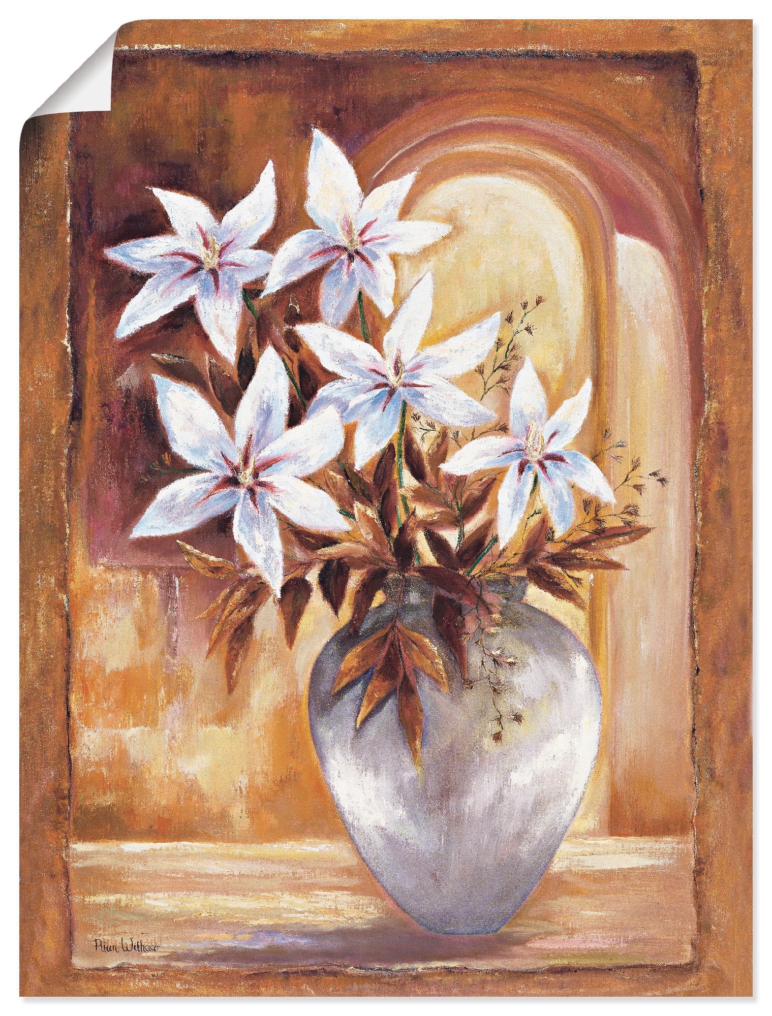 Größen St.), Artland in »Weiße Blumen, | in BAUR oder Leinwandbild, Vase bestellen als versch. Blumen II«, Wandaufkleber Wandbild Poster (1