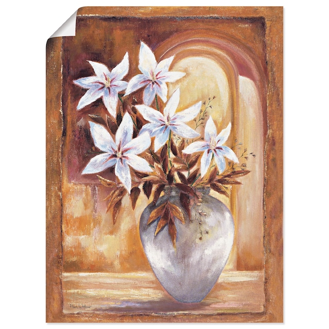 Artland Wandbild »Weiße Blumen in Vase II«, Blumen, (1 St.), als  Leinwandbild, Wandaufkleber oder Poster in versch. Größen bestellen | BAUR