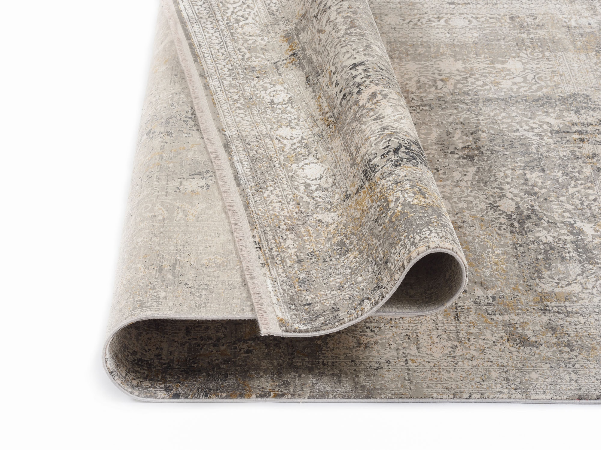 OCI DIE TEPPICHMARKE Teppich »BESTSELLER CAVA«, rechteckig, 8 mm Höhe, Glanz Viskose, mit Fransen, Hoch Tief Struktur, Vintage, Wohnzimmer