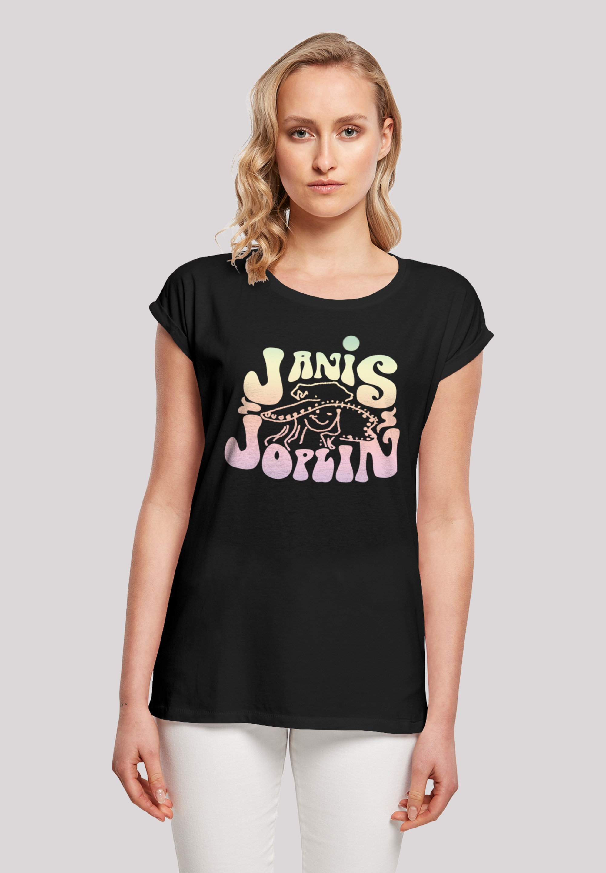 F4NT4STIC T-Shirt "Janis Joplin Pastel Logo", Print