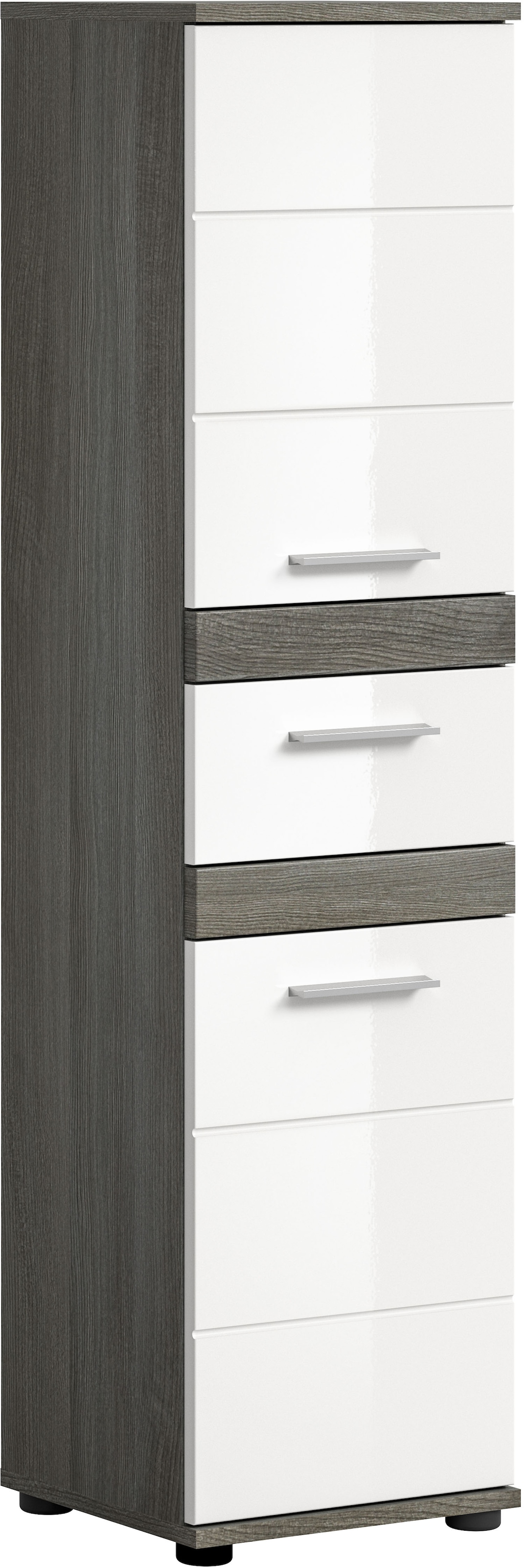 welltime Hochschrank "Lucca, Höhe 137 cm, 2 Türen, 1 Schubkasten, 2 Einlegeböden", Badschrank, Bad-Möbel, Badezimmer