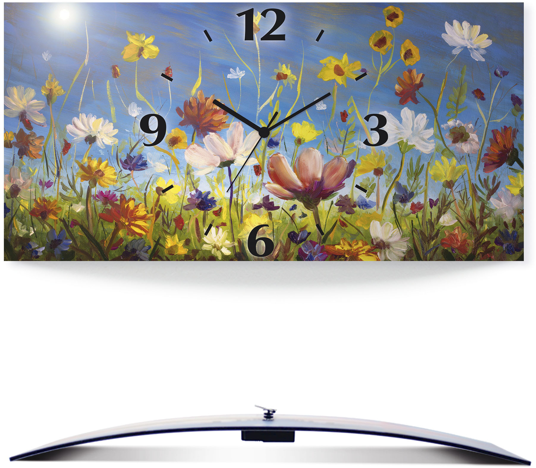 Artland Wanduhr "Wildblumenwiese" wahlweise mit Quarz- oder Funkuhrwerk, lautlos ohne Tickgeräusche