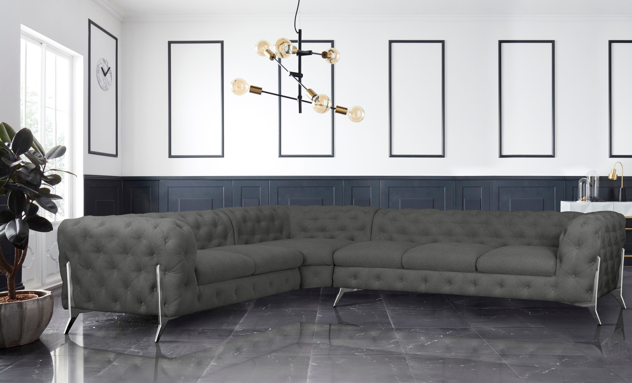 Home affaire Chesterfield-Sofa "Amaury L-Form" großes Ecksofa, Chesterfield günstig online kaufen