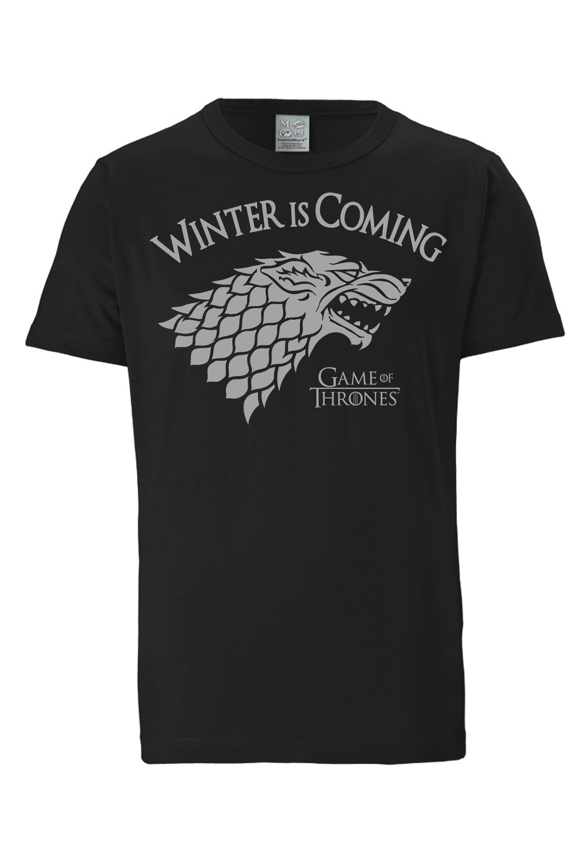 LOGOSHIRT T-Shirt »Game of Thrones - Winter Is Coming«, mit Schattenwolf-Print