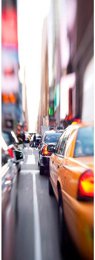 living walls Fototapete "Yellow Cab New York City" glatt Fototapete New york Taxi Traffic Bunt 1,00 m x 2,80 m