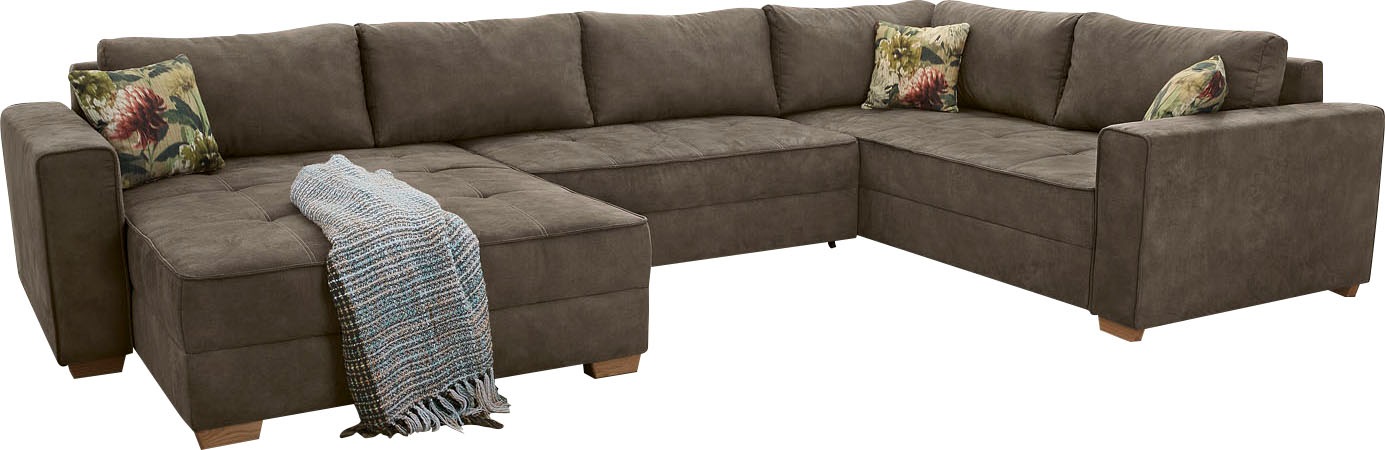 Thumbnail - Jockenhöfer Gruppe Wohnlandschaft "Brixen U-Form, B: 379 cm" mit Bettfunktion, Bettkasten & Zierkissen