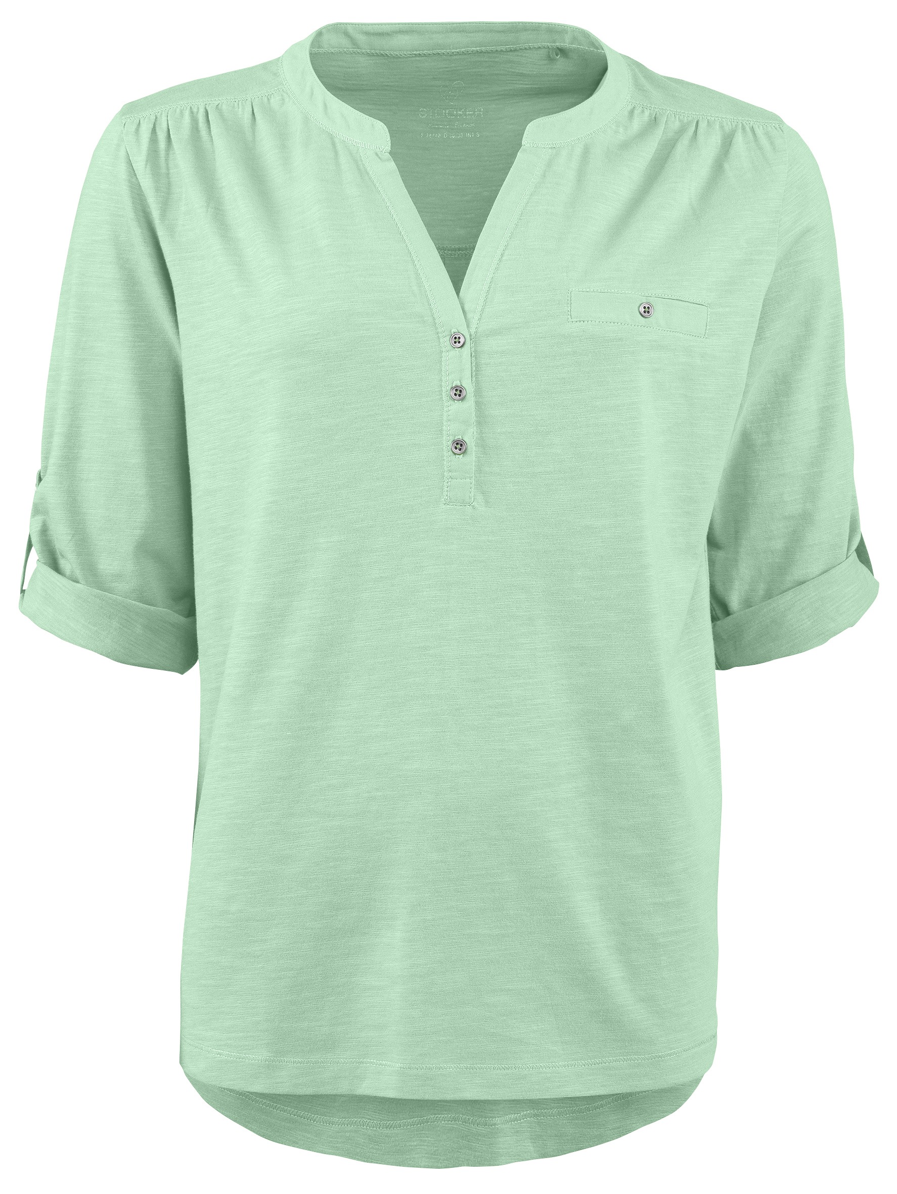 STOOKER WOMEN 3/4-Arm-Shirt »MARIE T-Shirt 3/4-Arm«, Regular Fit Slub Yarn Baumwolle Henley Shirt Knopfleiste für Damen