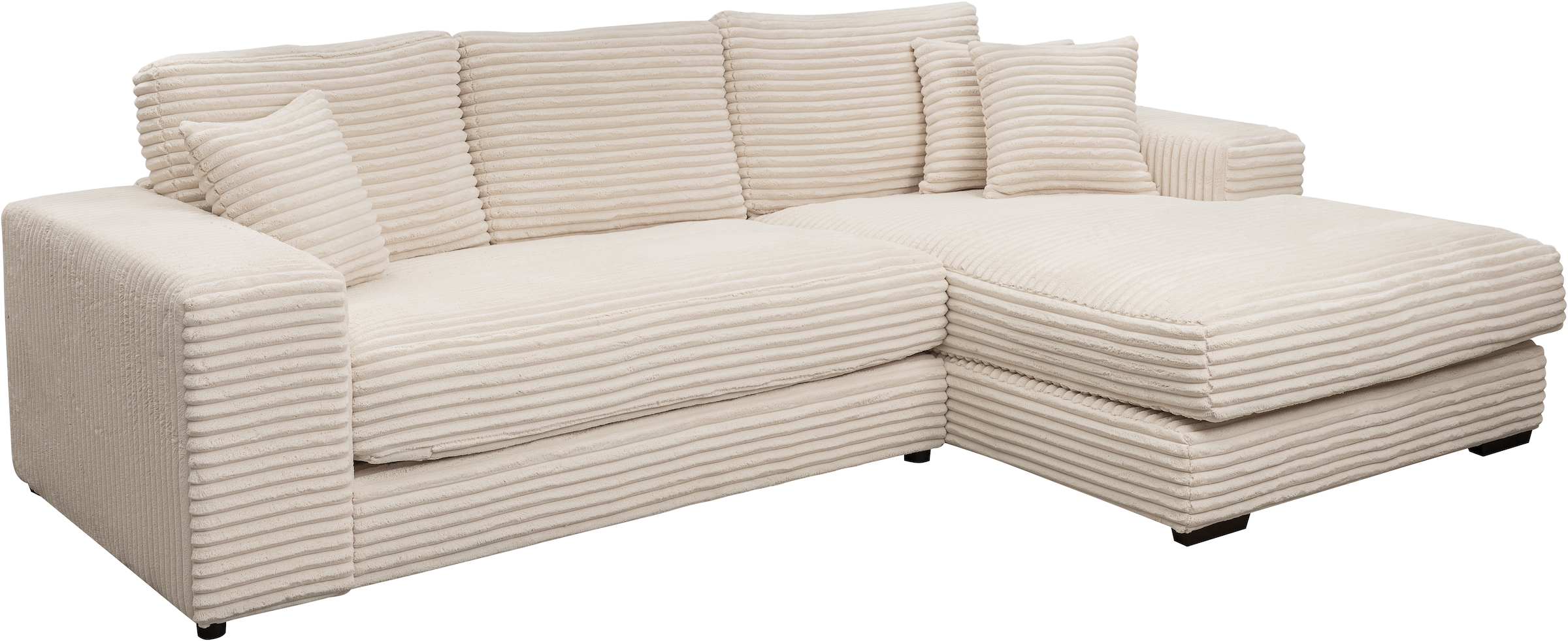 WERK2 Ecksofa »Eden modern und zeitlos, geschmackvolles Sofa, Breite 286cm, L-Form«, Design Ecksofa in Cord mit besonders weichem Sitzkomfort