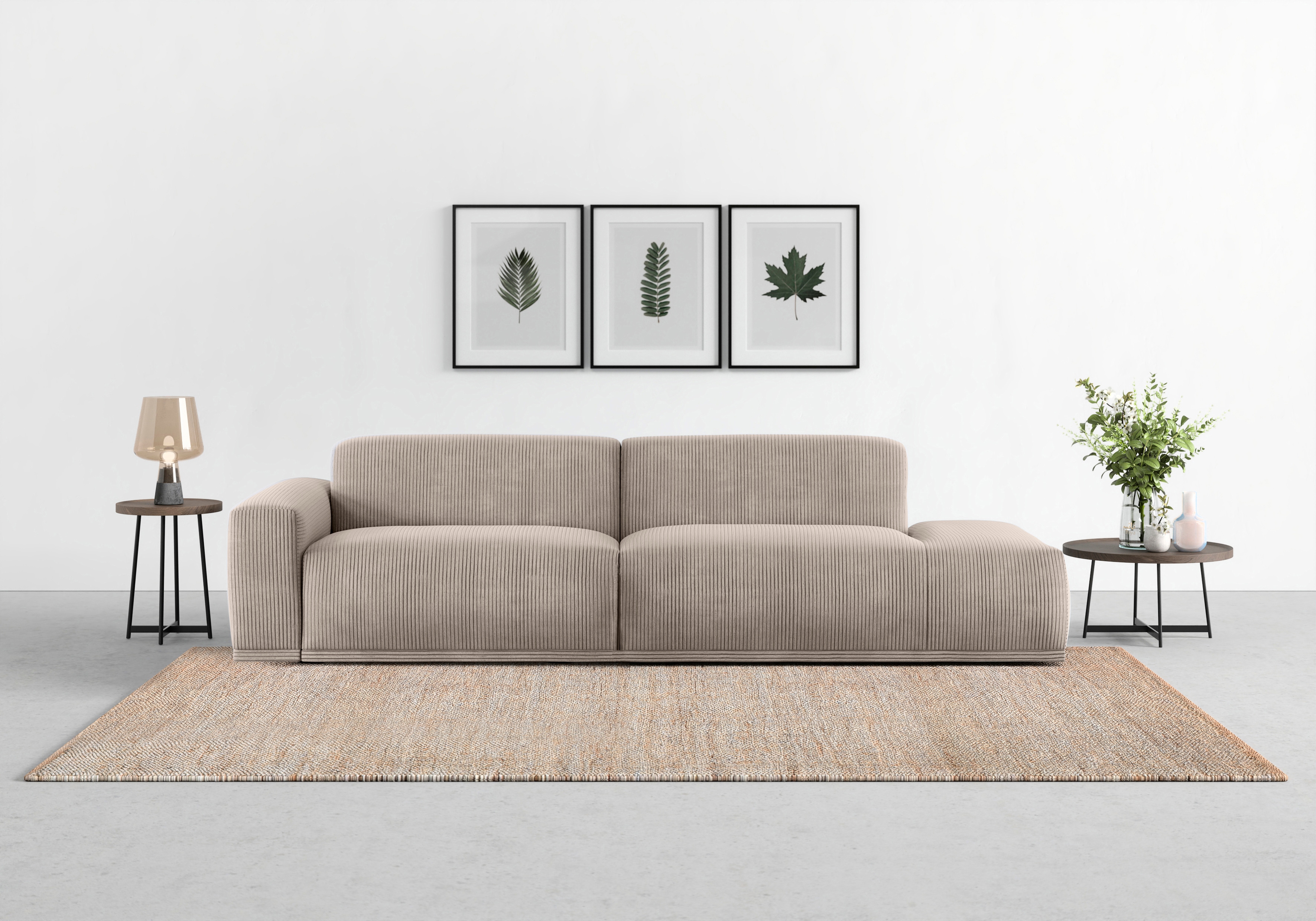 TRENDMANUFAKTUR Big-Sofa "Braga, mit hochwertigem Kaltschaum, Megasofa, Japandi-Design" modernes Big-Sofa, Couch mit hohem Sitzkomfort, 277/72/107 cm (B/H/T)