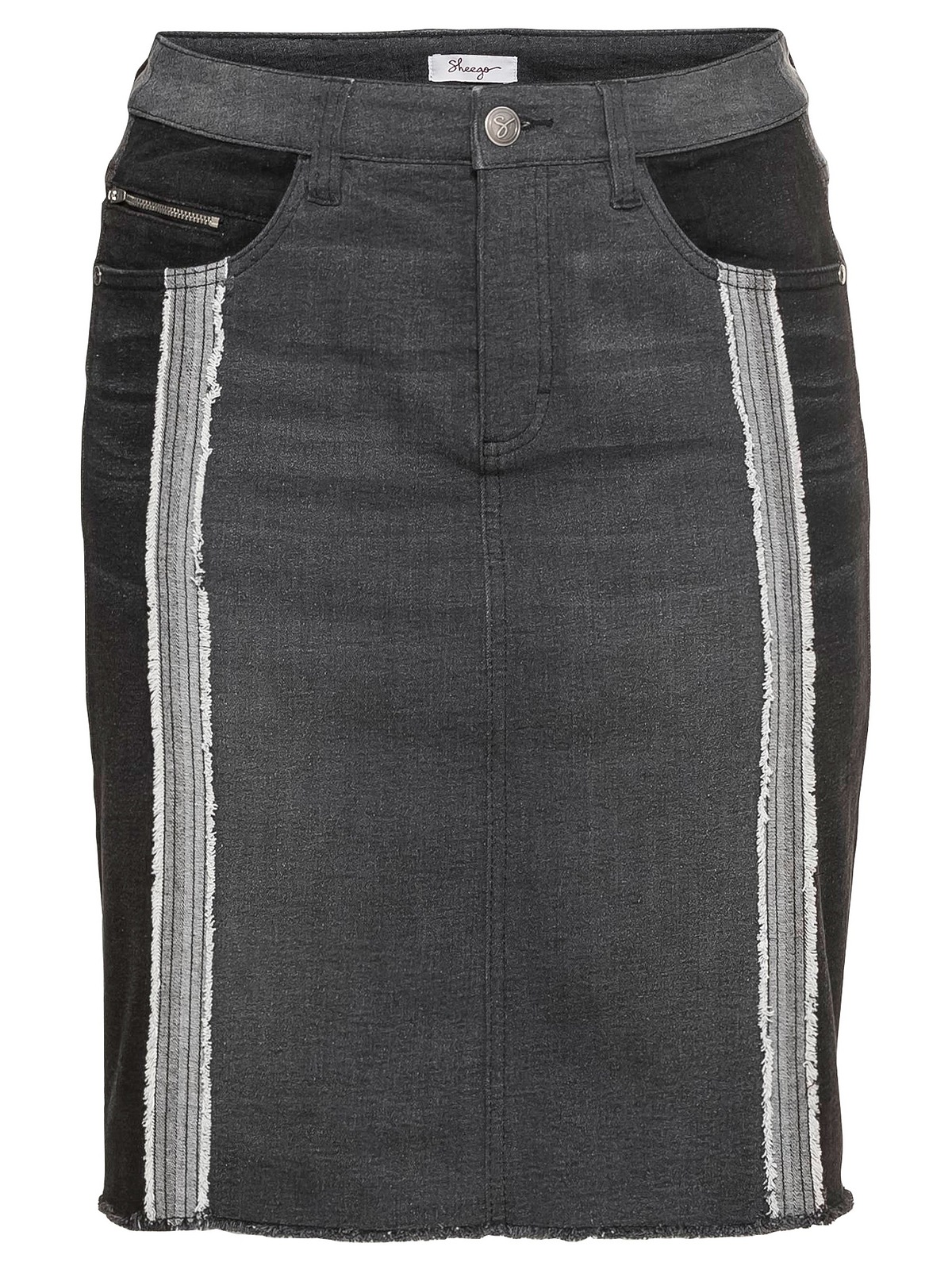 Sheego Jeansrock »Große Größen«, in Patchwork-Optik, mit Fransen
