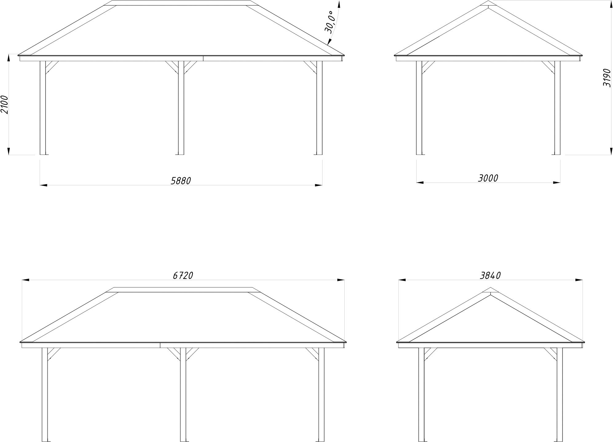 Palmako Holzpavillon »Bianca 16,6 m²« BxTxH: 672x384x319 cm