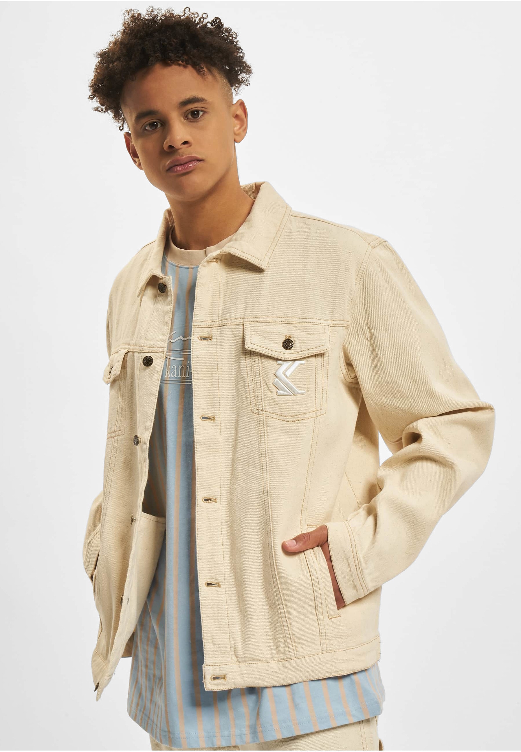 Karl Kani Jeansjacke »Karl Kani Herren KU221-015-1 KK OG Ecru Jacket« 1 Stk. tlg. ohne Kapuze