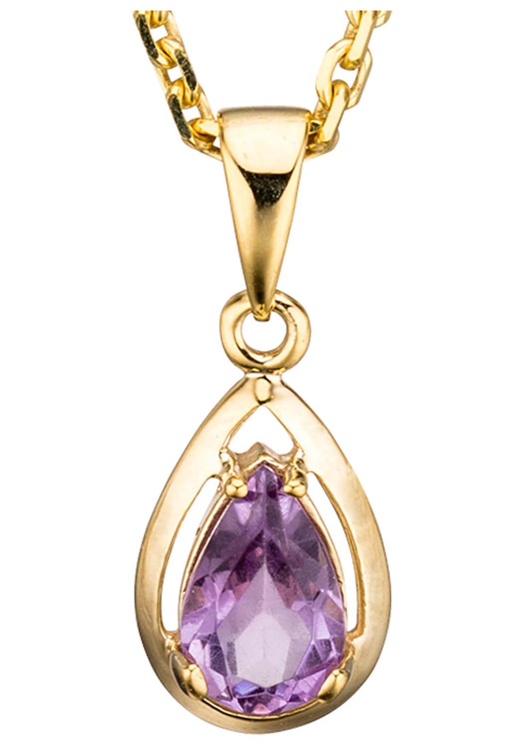 JOBO Kettenanhänger »Anhänger Tropfen«, 333 Gold mit Amethyst
