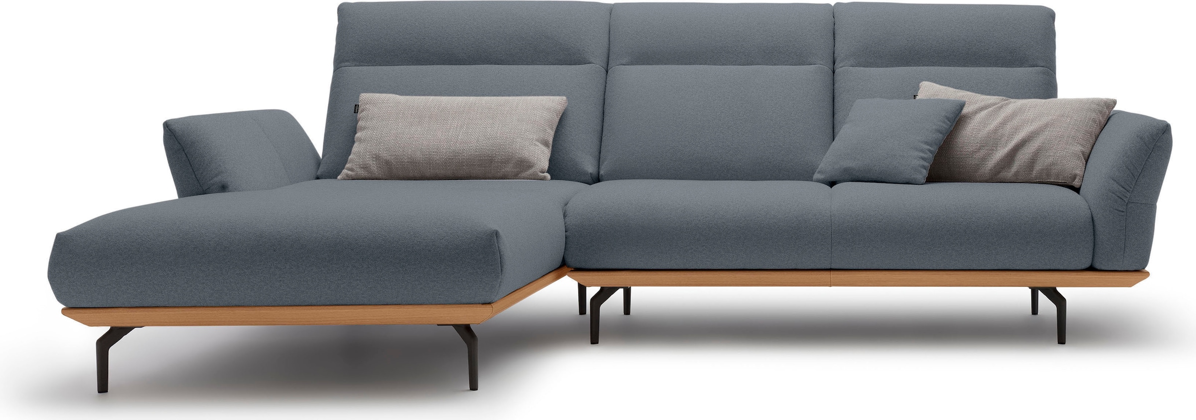 Creation BY ROLF BENZ Ecksofa "CR.460 Designsofa mit verstellbarer Rückenlehne, hochwertig & bequem" Sockel in Eiche, Alugussfüße in umbragrau, Breite 298 cm